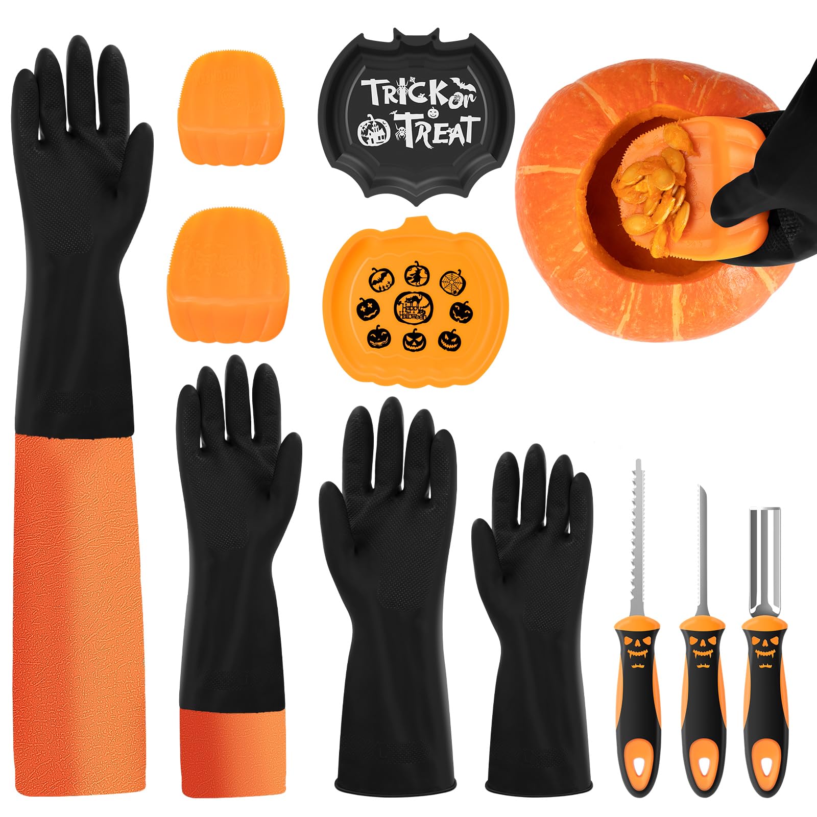Pumpkin Scraper Glove - Complete Halloween Pumpkin Carving Kit