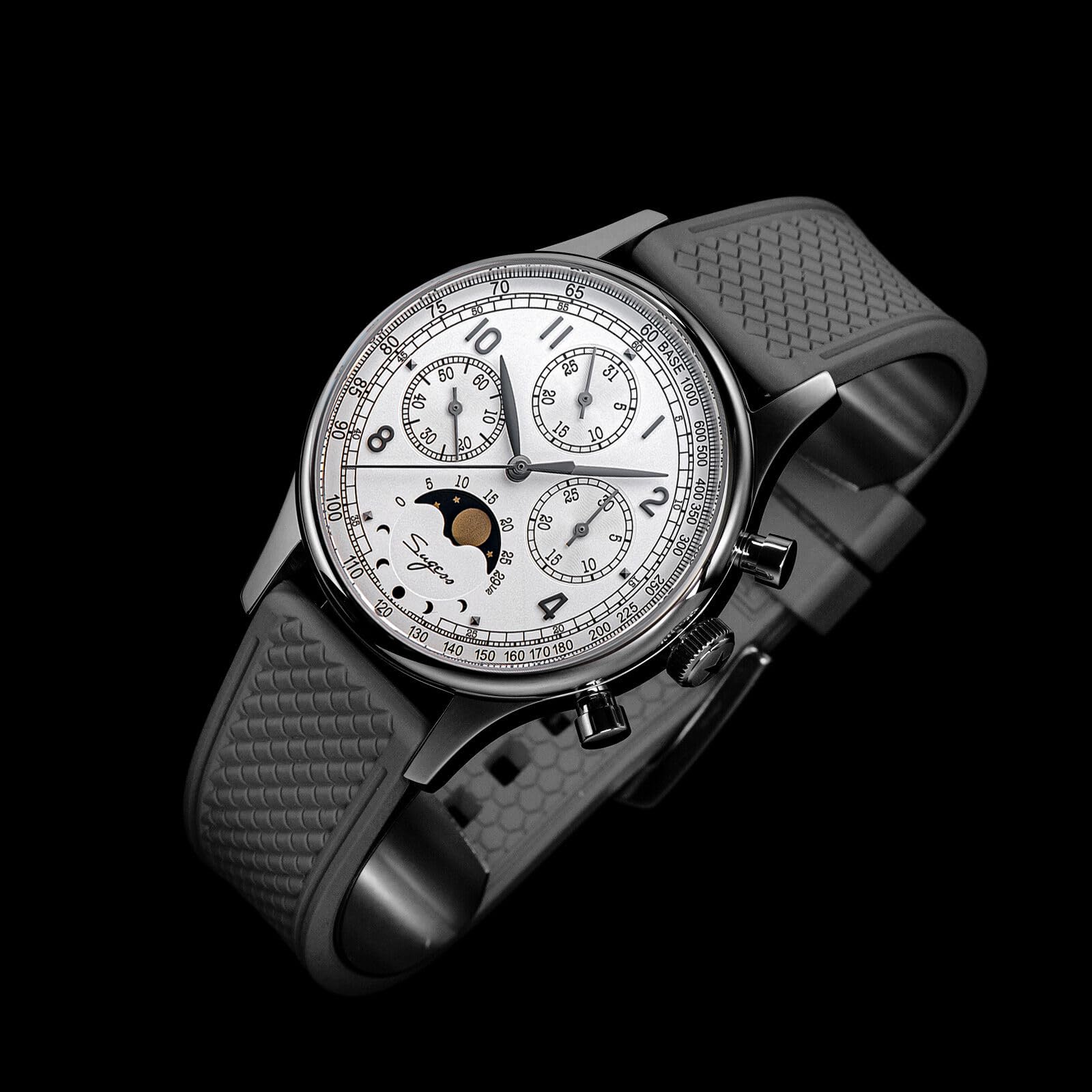 S389-2.01.FK MoonPhase Master Gold Schwanenhals Version Möwe ST1908 Uhrwerk Saphirglas Herren Chronograph Mechanische Herrenuhr 1963 Silber, Silber, Armband