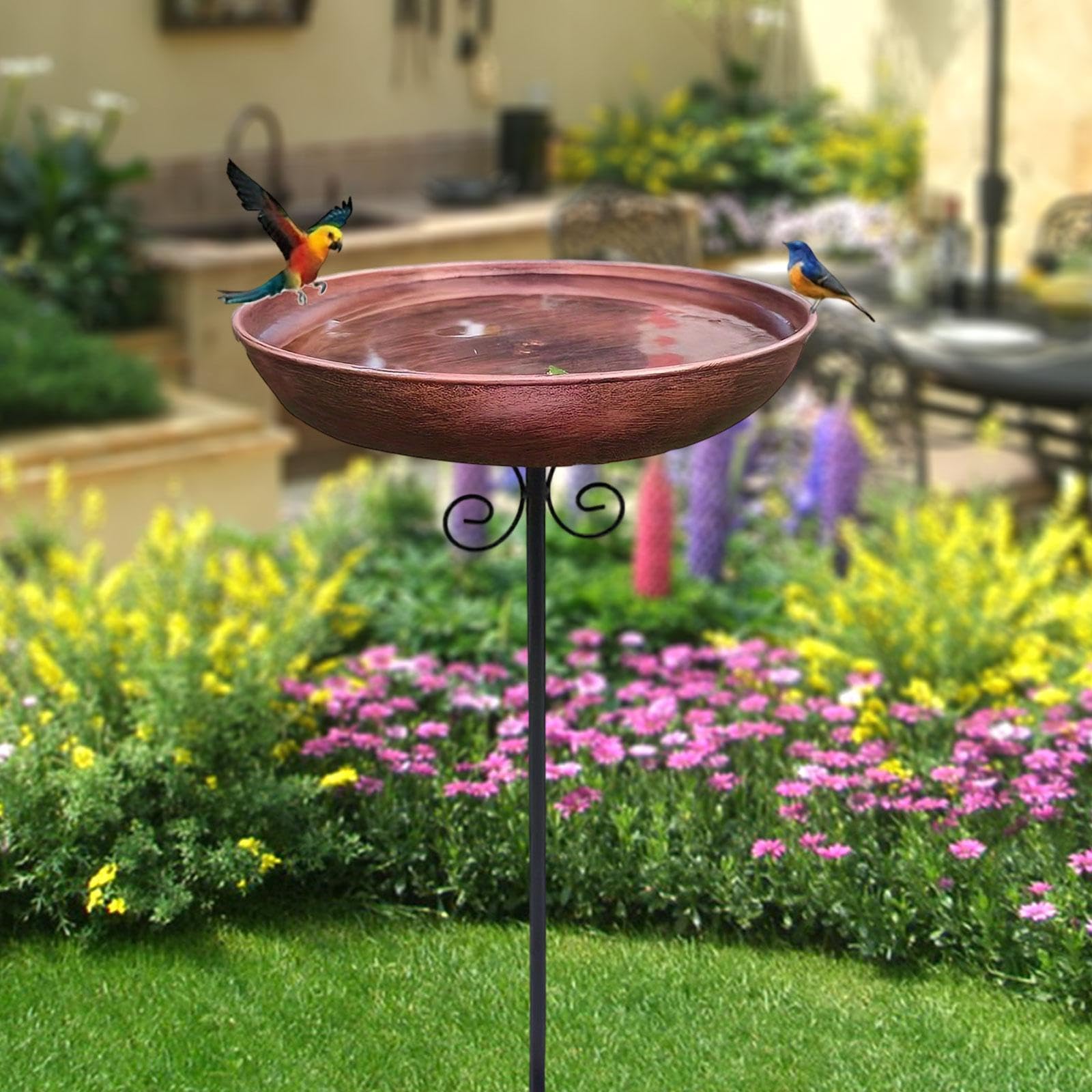 Sharplace Bebedero de Hierro para Pájaros con Base de 5 Patas. Ideal para Jardín, Patio O Cerca. También Sirve como Comedero/Bebedero para Aves Silvestres. Perf