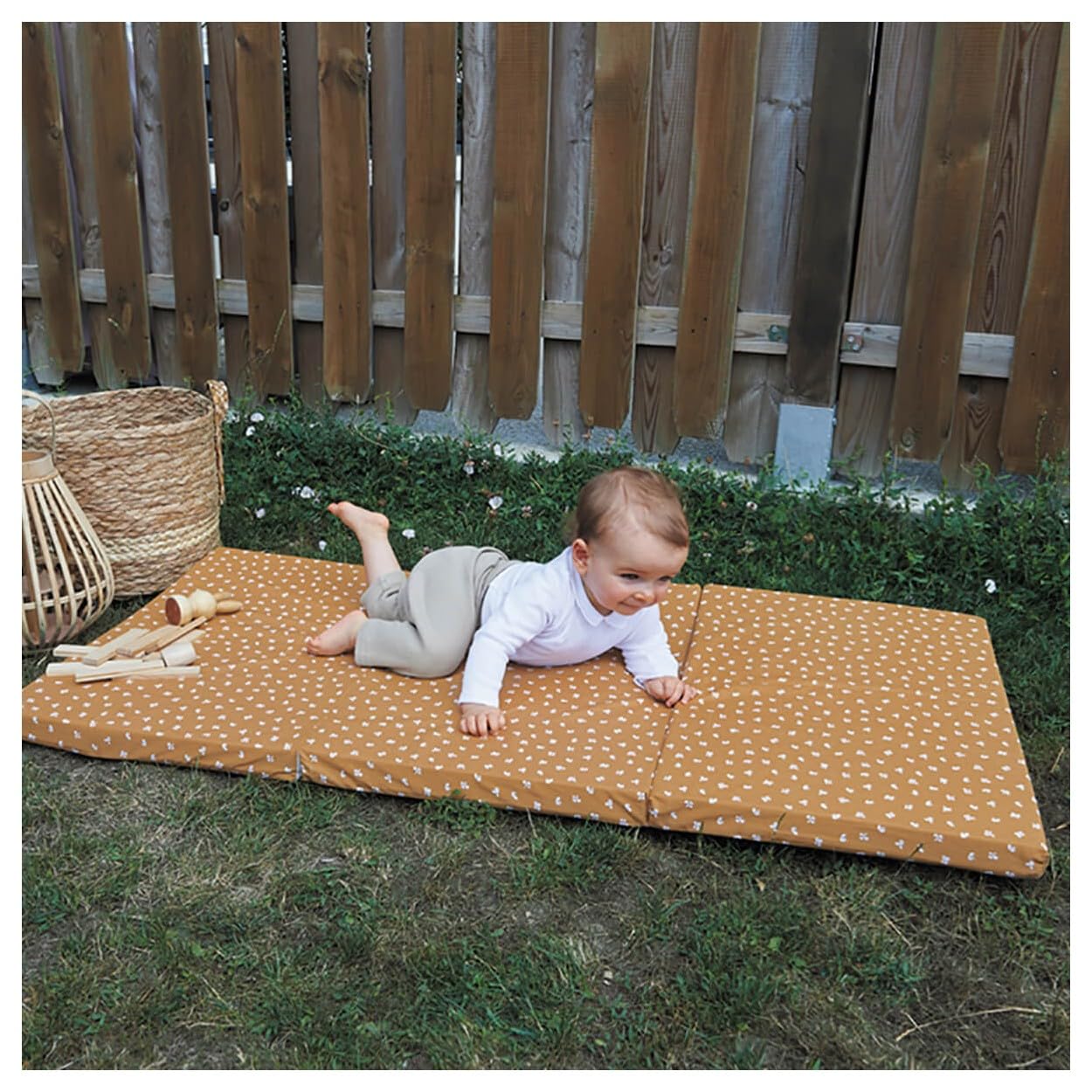 CANDIDE – Colchón plegable para bebé de 3 partes, 60 x 120 x 4 cm, para dormir – desenfundable – Fabricado en Francia
