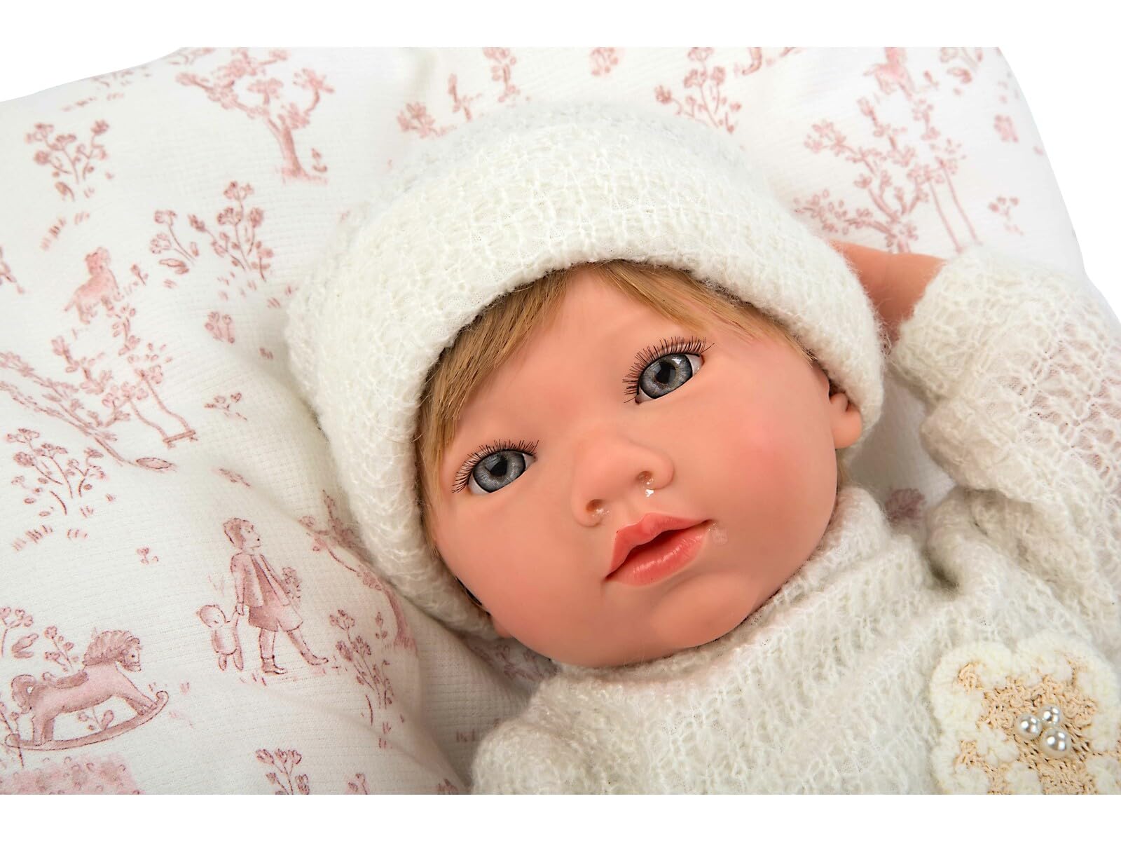 ARIAS - Reborn 40 cm Julia. Bambino realistico con vestiti rosa e bianchi. Include cuscino, ciuccio, ciuccio, pannolino, libro della famiglia e certificato di autenticità. Giocattolo Bambini +3 anni