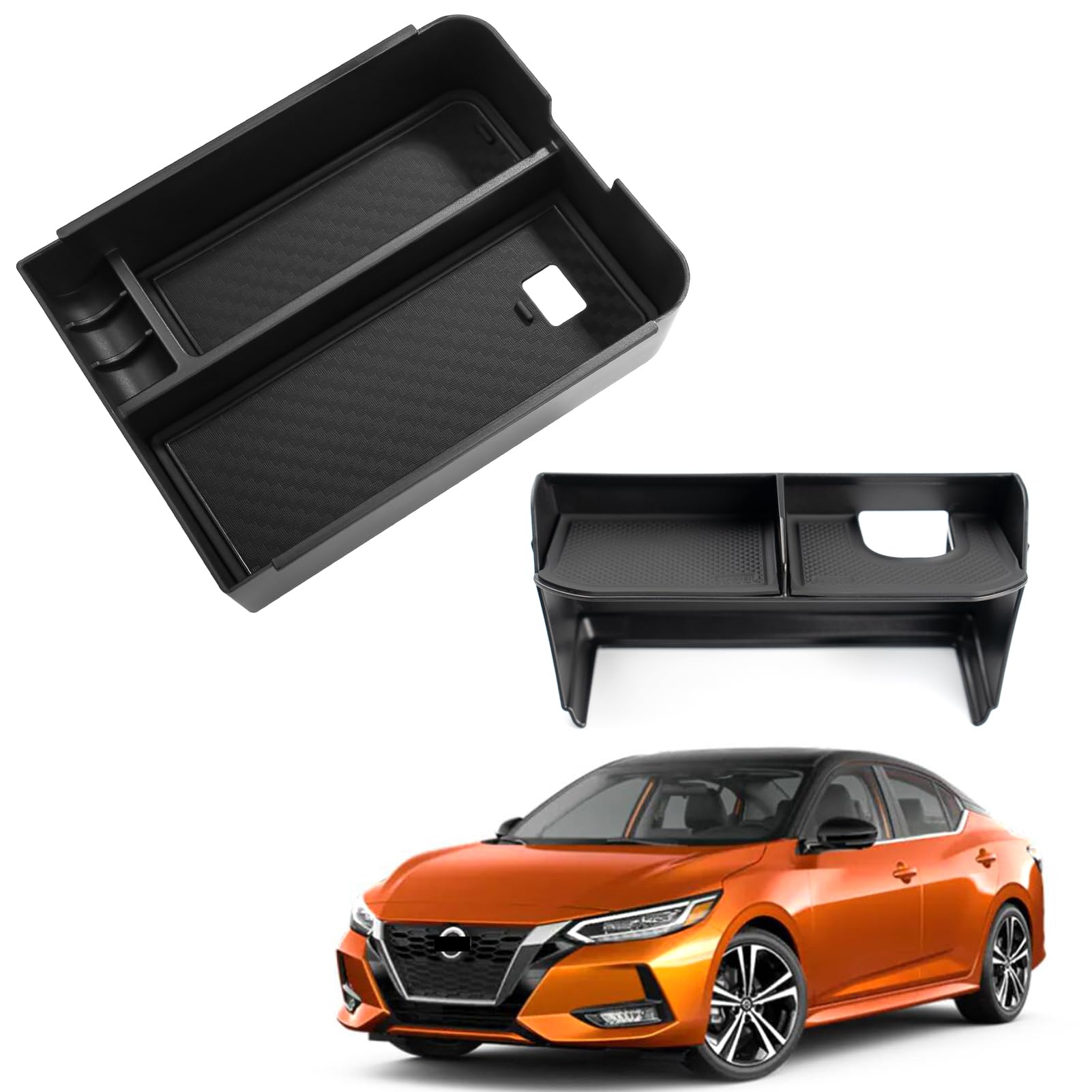 ANFOKAS 2pcs Compatible with Nissan Sentra 2025 2024 2023 2022 2021 2020 Accessories Car Center Console Organizer Armrest Cover Armrest Storage Box