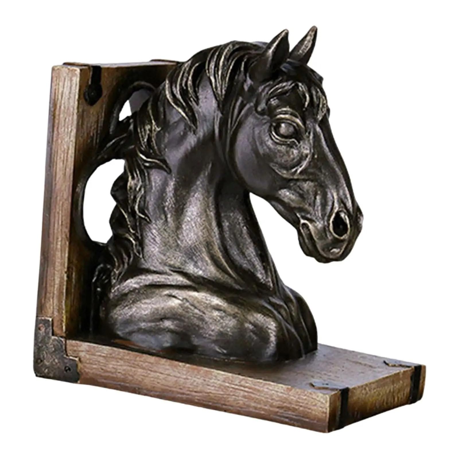 Sujetalibros Estatua de Cabeza Caballo, Figura, sujetalibros, Tope Libro, artesanía, Escultura Animal for Mesa, Oficina, estantería, decoración, Adorno