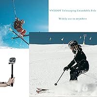 Vista 6 de Palo selfie de 11.25 a 37 pulgadas, palo monopie extensible de aluminio impermeable, mango telescópico compatible con AKASO EK7000, Brave 4, V50