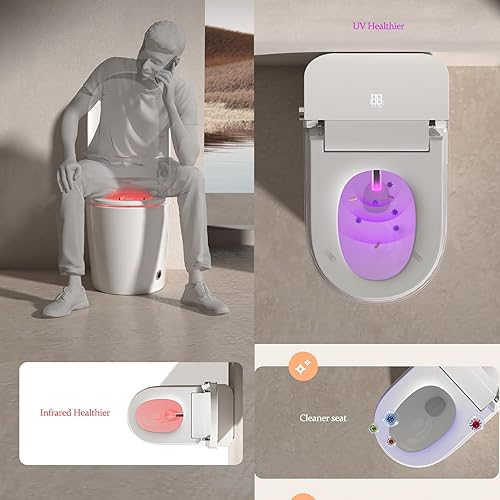 Miniatura 2 de Bidé inteligente inodoro con descarga automática, asiento calentado, control remoto (AZT706WB01)