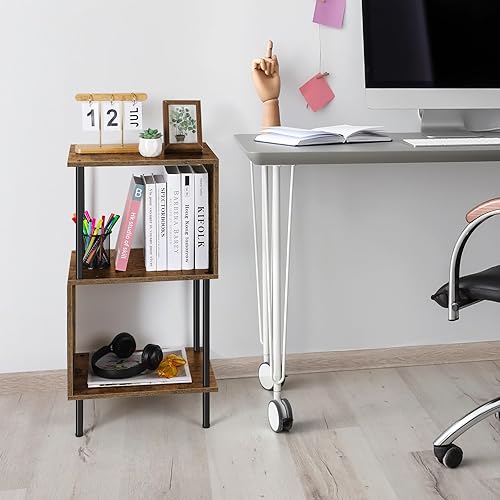 Miniatura 2 de ETELI Estantería corta de 3 niveles, estantería estrecha de pie, estantería pequeña con almacenamiento para granja, sala de estar, dormitorio y