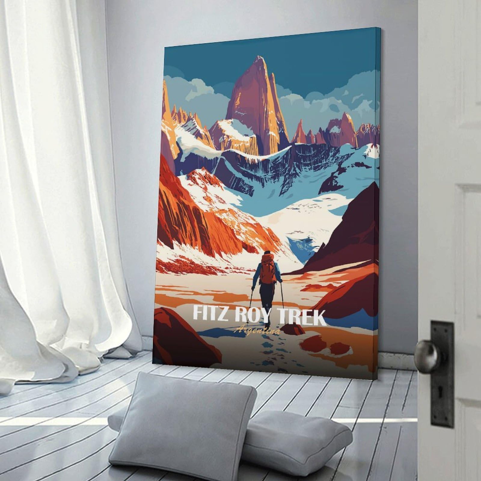 Junmoney Fitz Roy Trek, Argentina Wall Art Print, 08x12inch(20x30cm), for Bedroom Decor, Cosy Corners Or Studios, Decorative Wall Art for Cosy Rooms