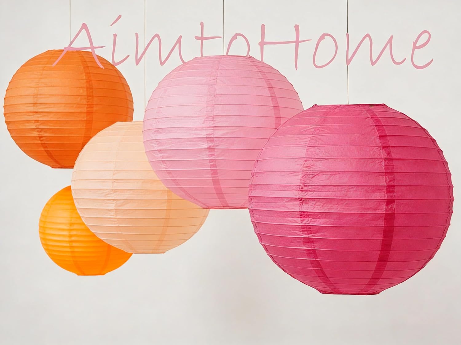 Vivid Color Paper Lanterns Set (12 Pcs) - 6/8/10 Inch Pink Orange Gradient Hanging Lanterns for Handmade, Party, Birthday,Bridal & Weeding,Baby Shower,Home Decor