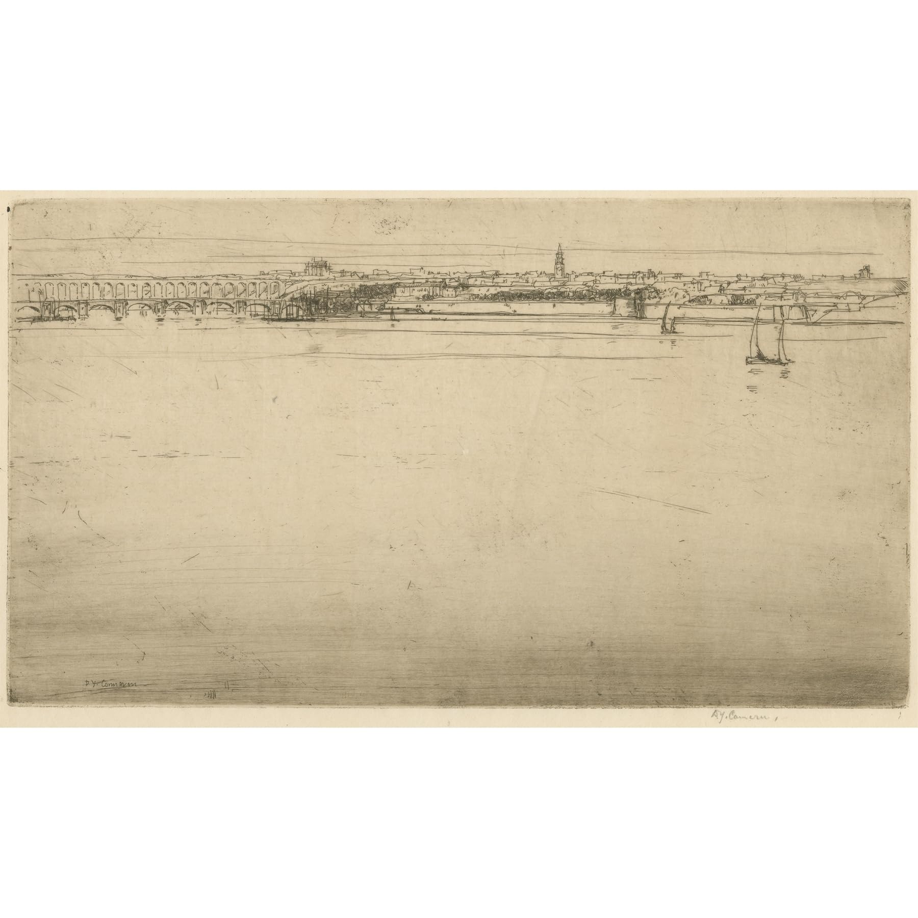 ArtDirect Berwick-on-Tweed (1906) Unframed Art Print Giclee Poster by David Young Cameron - Ready for Framing with Customization Sizes 10x6, 14x8, 20x12, 36x21, 48x28 and 60x35 inches