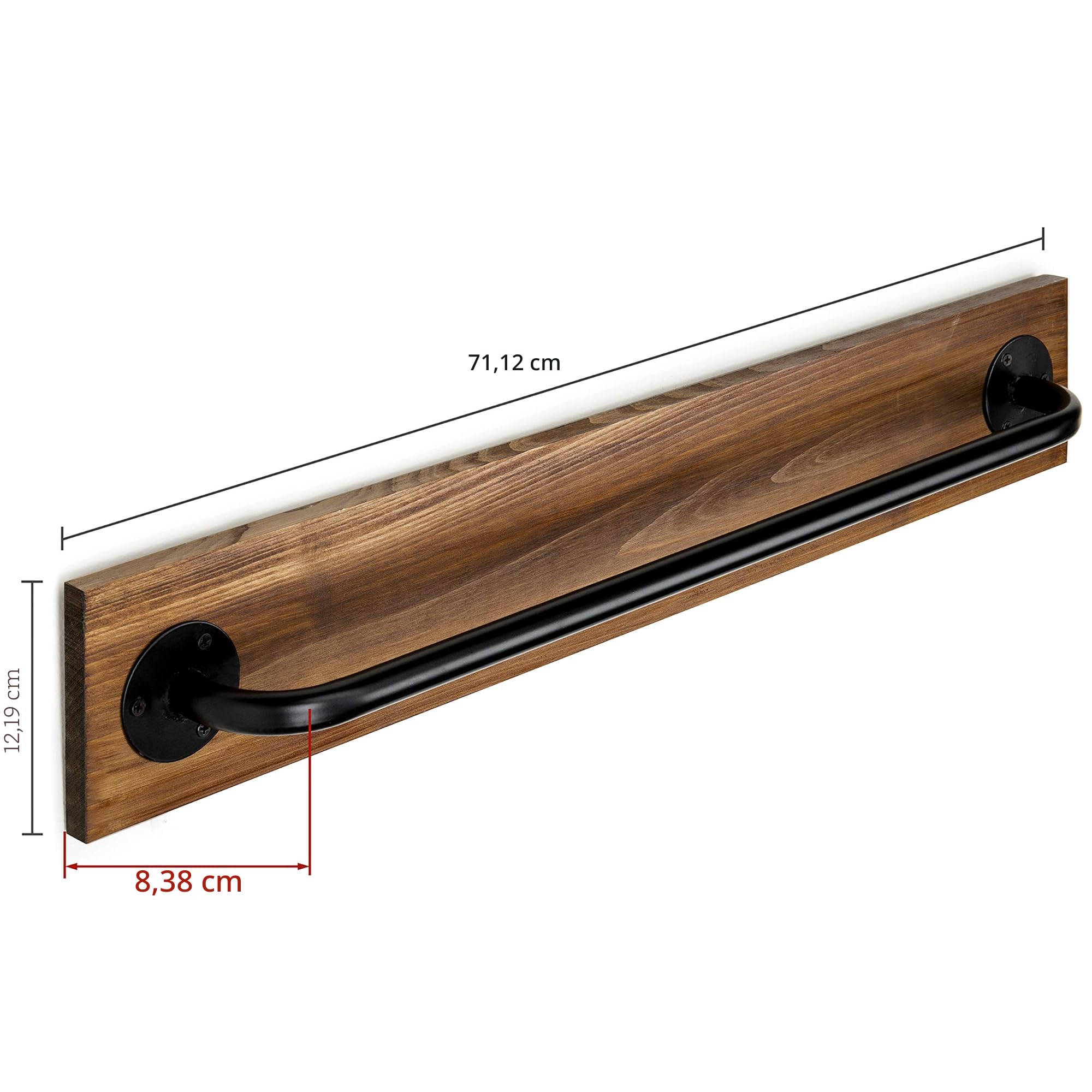 Porte-Serviettes En Bois Noir Vintage Avec Bras De Serrage - 18x18x7cm - Cuisine & Restaurant