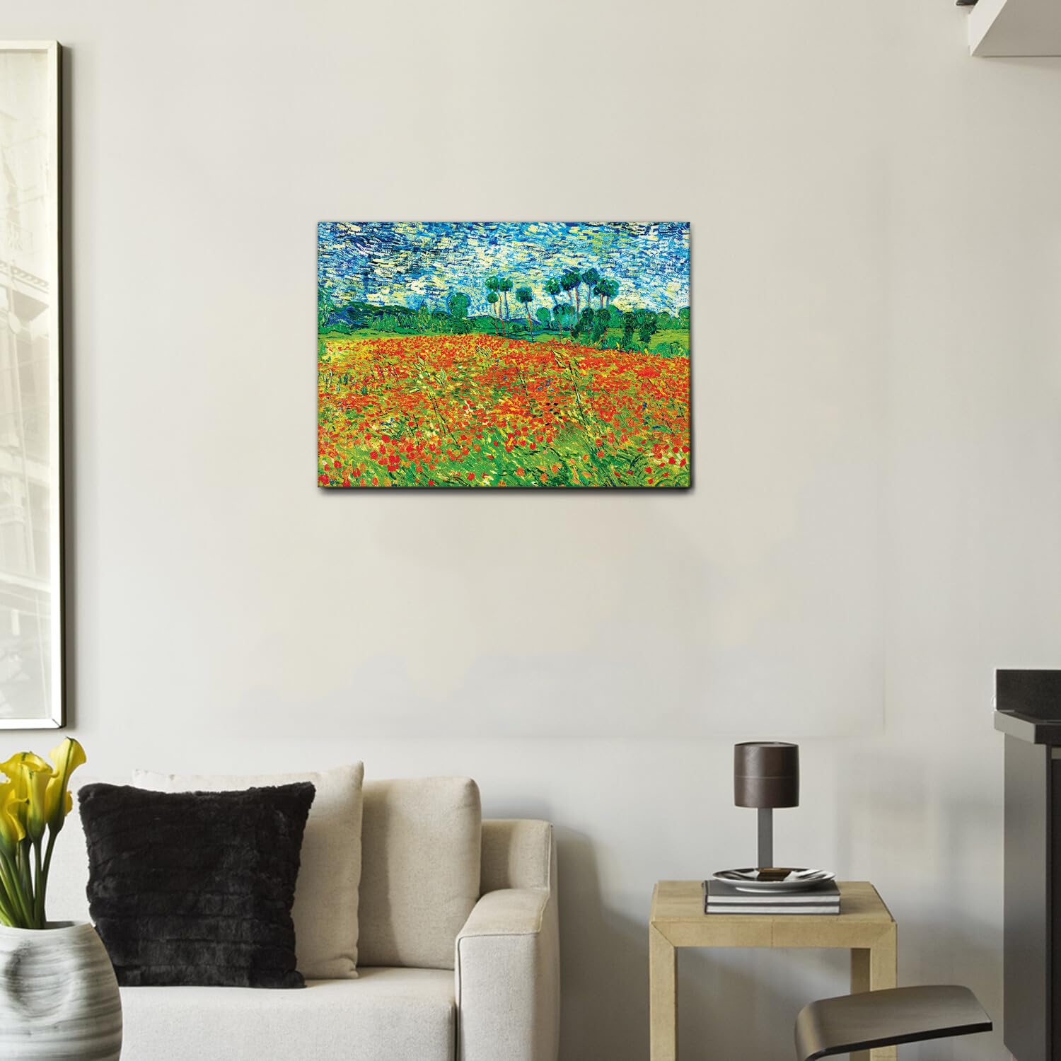 Giallobus - Quadro - Vincent Van Gogh - Poppy field (Campo di papaveri) - Tela Canvas Telaio Standard - 70L x 50l cm - Pronto da appendere - Quadri moderni per la casa