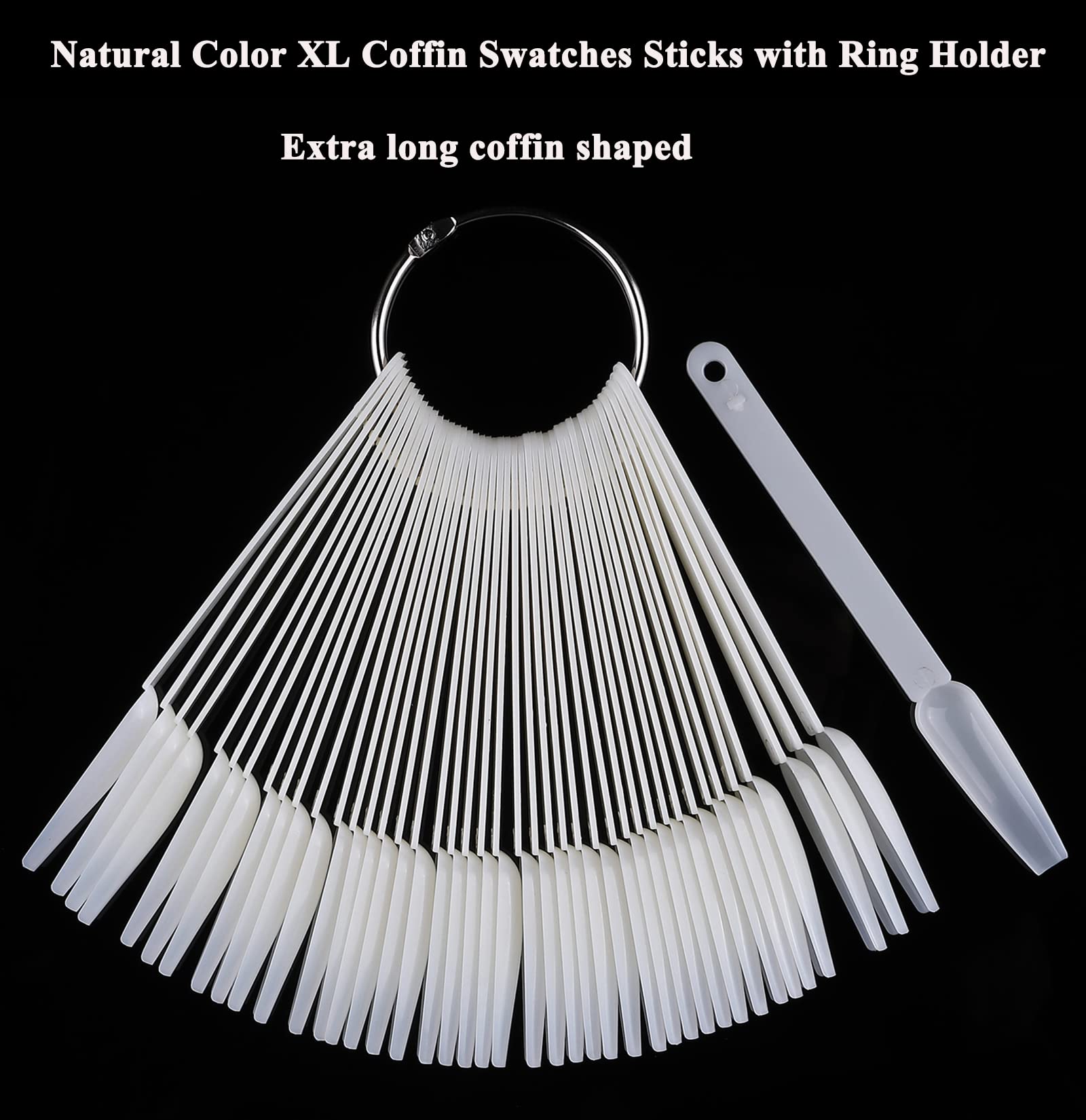 150 unidades de palillos largos de ataúd de uñas Vanish Polish Color Design Display Stick Tips Ballerina Fan Cards Nails Herramientas de práctica artística con anillos 6