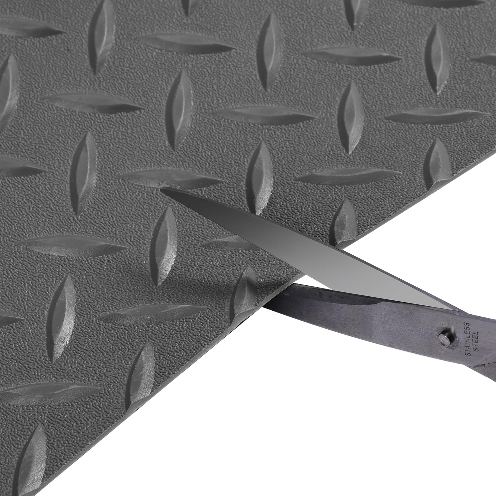 otoez Garage Floor Mat Roll, 5 ft x 12 ft Diamond-Plate Rubber Flooring Rolls 2.5 mm Thickness Heavy Duty Oxford Floor Protecting Mats for Garage Gym Boats Car Trailer, Gray