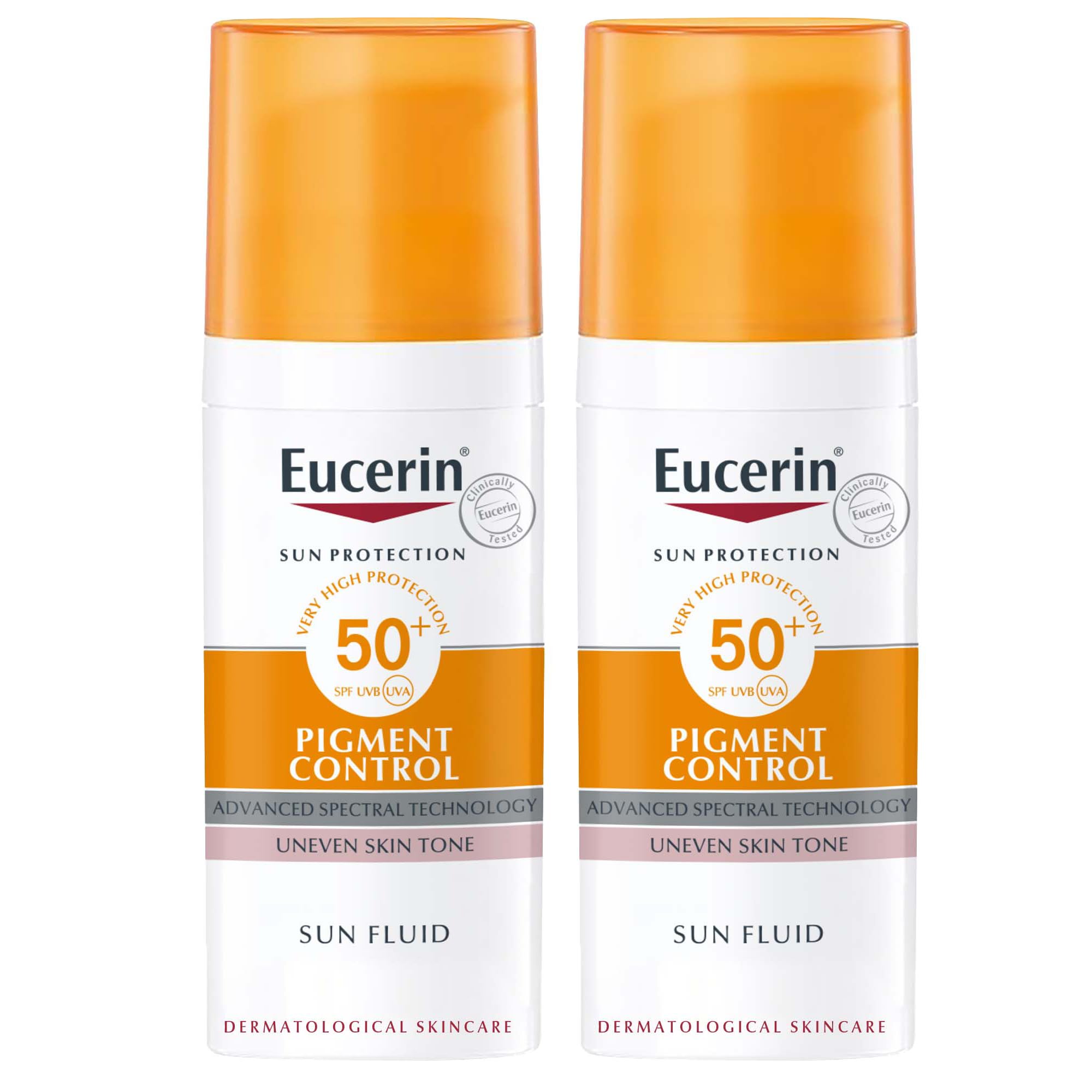 Face Sunscreen Pigment Control Sun Fluid with Thiamidol, High UVA/UVB Protection, SPF50+, Reduces Pigment Spots for Uneven Skin Tone, 50ml X 2