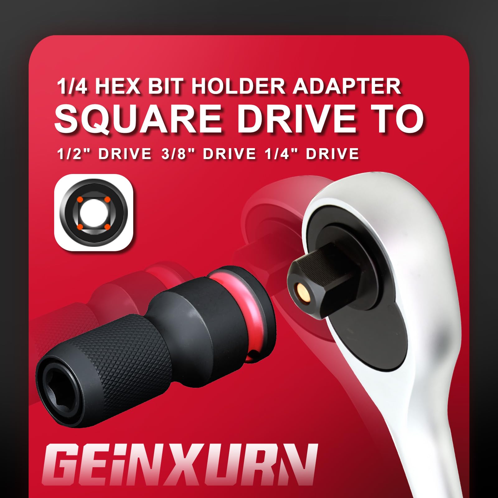 3PCS Impact Screwdriver Bit Holders Include 1/2-inch, 3/8-inch and 1/4-inch Square Drive to 1/4-Inch Quick Release Hex Socket Adapter for Impact Wrench