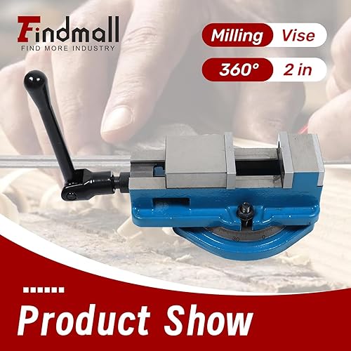 Miniatura 2 de findmall Tornillo de molino de precisión de 2 pulgadas con tornillo de banco de fresado resistente con base de rotación de 360 grados