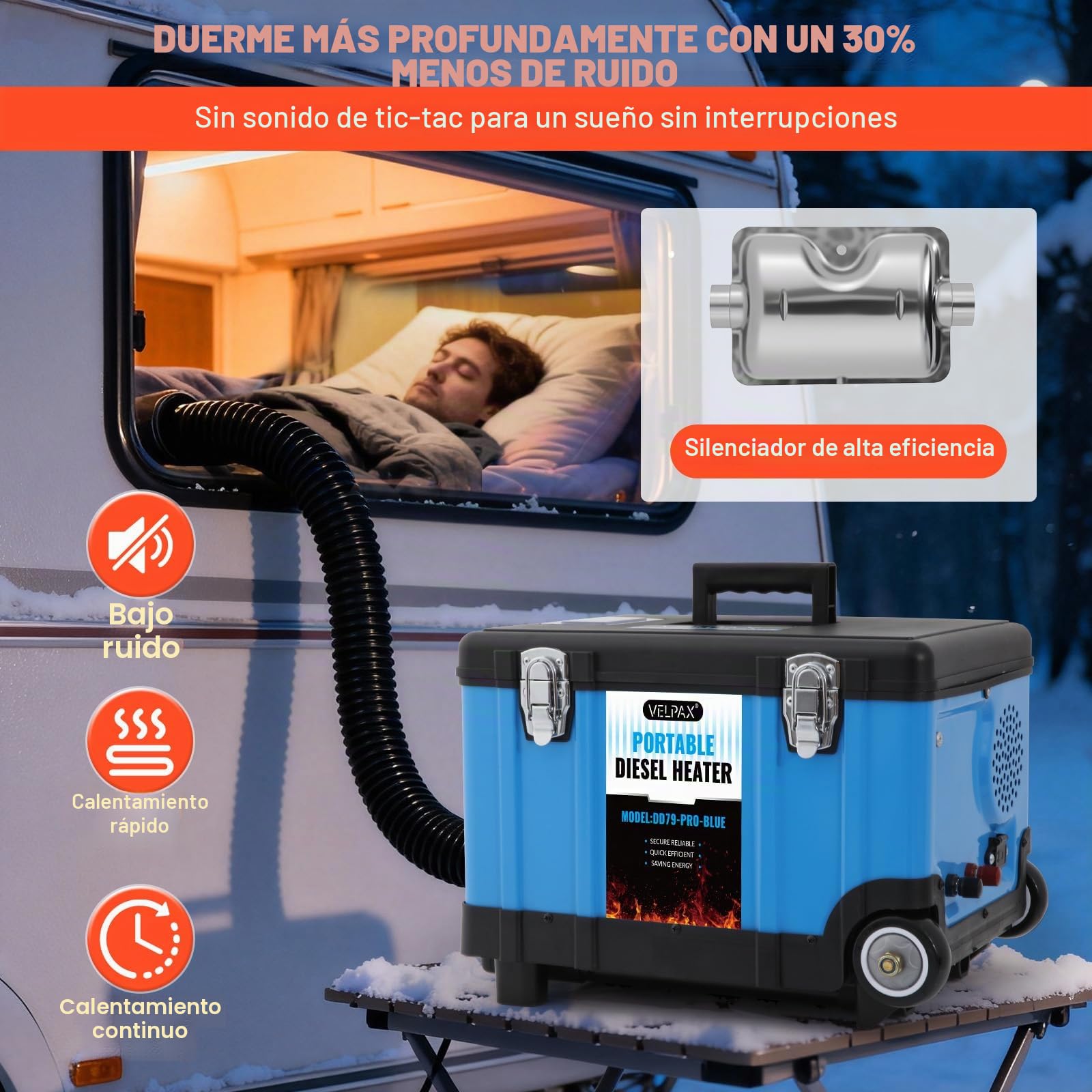 Calefacción de Aire Diesel de 8 kW, Calentador de Estacionamiento Diésel 12V, Calentador diésel fijo con mango y ruedas,Control Remoto y Pantalla de,Visualización para Vehículos y Garajes