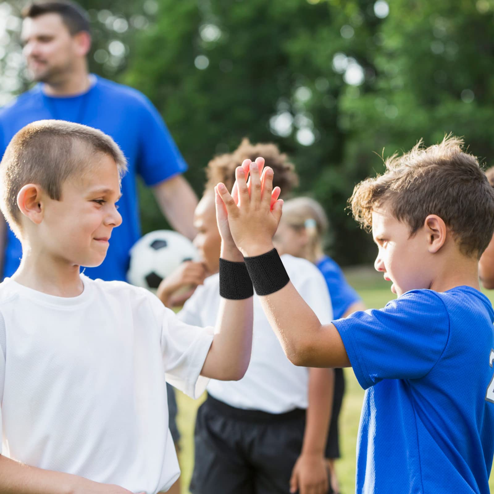 6 Pezzi Polsino Sportivo, Polsini Sportivi in Cotone Braccialetti Sportivi per Bambini Polsino Fpolsini Sportivi Traspirante Sudore Assorbente Fasce da Polso per Sport, Basket, Ginnastica
