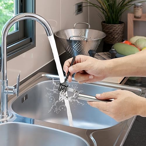 Miniatura 6 de Cortador de juliana de acero inoxidable para zanahoria, patata, melón, verduras y frutas con cepillo de limpieza