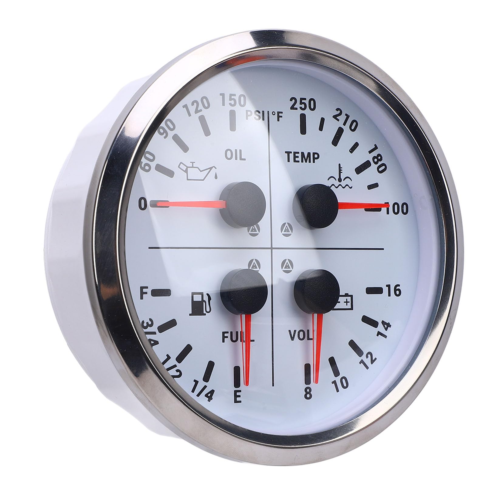 Jauge Multifonction 110 mm 4 en avec Affichage LED Pression d Huile Niveau de Carburant Temp rature d Eau 100 250 Voltm tre 8 16 V pour Camping Car Bateau Camion
