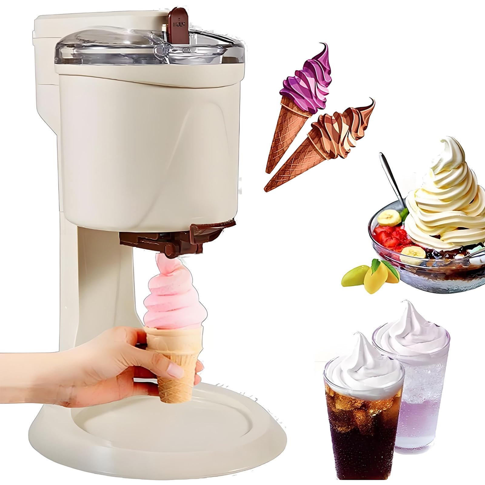 Machine à Glace Italienne Compacte,Sorbetière Automatique 1L pour Préparations Maison,Réalise Yaourts,Sorbets Et Desserts Aux Fruits,Idéale pour La Cuisine Domestique