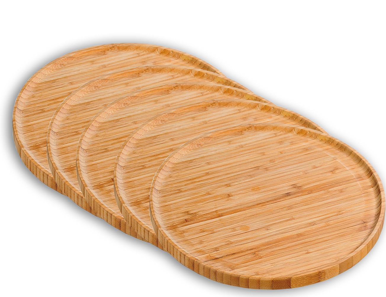 Kesper 58463 Lot de 5 assiettes à pizza en bambou Ø 32 cm Épaisseur 1,5 cm