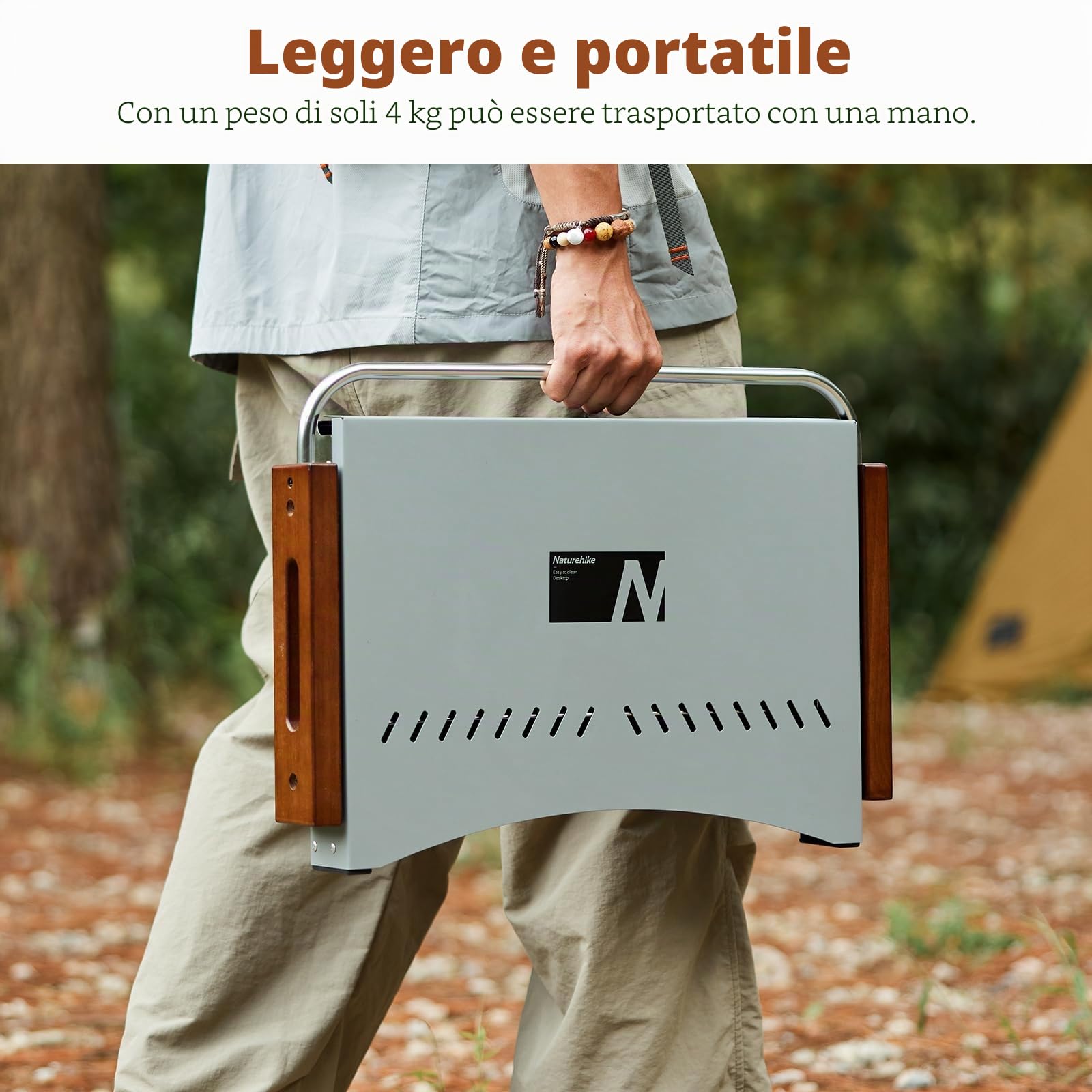 Naturehike Barbecue a carbonella, Pieghevole, 50,2 x 32,8 x 33,5 cm, Portatile, da Campeggio, da Esterno, Colore: Nero