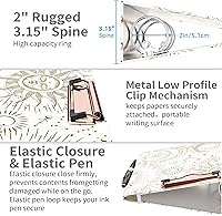 Vista 104 de Ospelelf Mini 3 Ring Binder, 2 Inch, Cute Pink Marble Binder for 5.5" x 8.5" with 5 Tab Dividers, File Folder Labels and Low Profile Clipboards