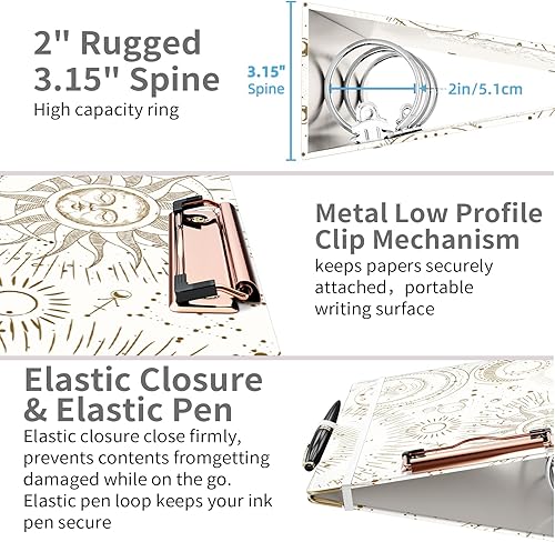 Miniatura 104 de Ospelelf Mini 3 Ring Binder, 2 Inch, Cute Pink Marble Binder for 5.5" x 8.5" with 5 Tab Dividers, File Folder Labels and Low Profile Clipboards
