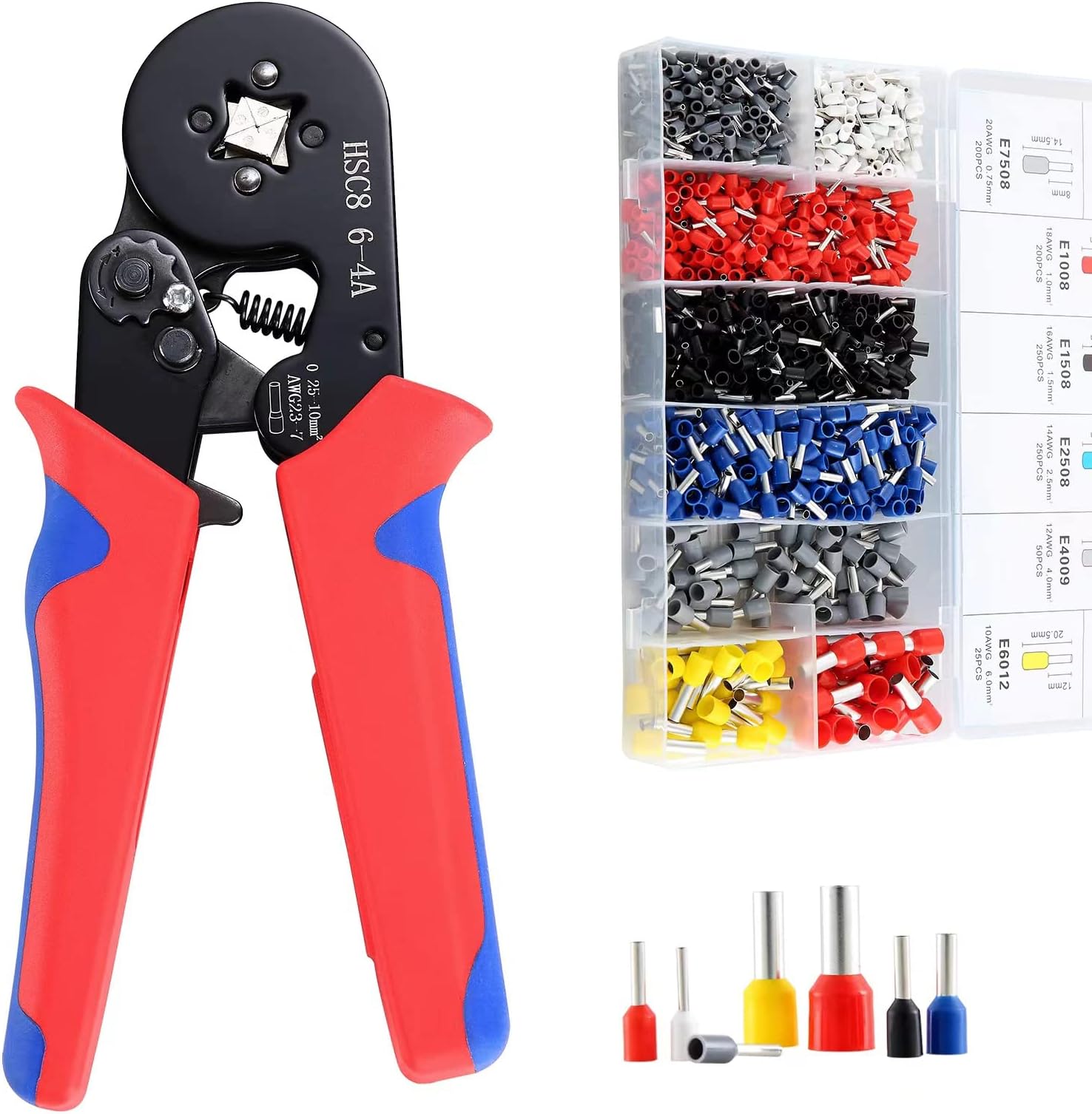 Pinza Crimpatrice Per Cavi - Con 1200 Capicorda Isolati 0.25-10mm², Kit Professionale - Foto 6