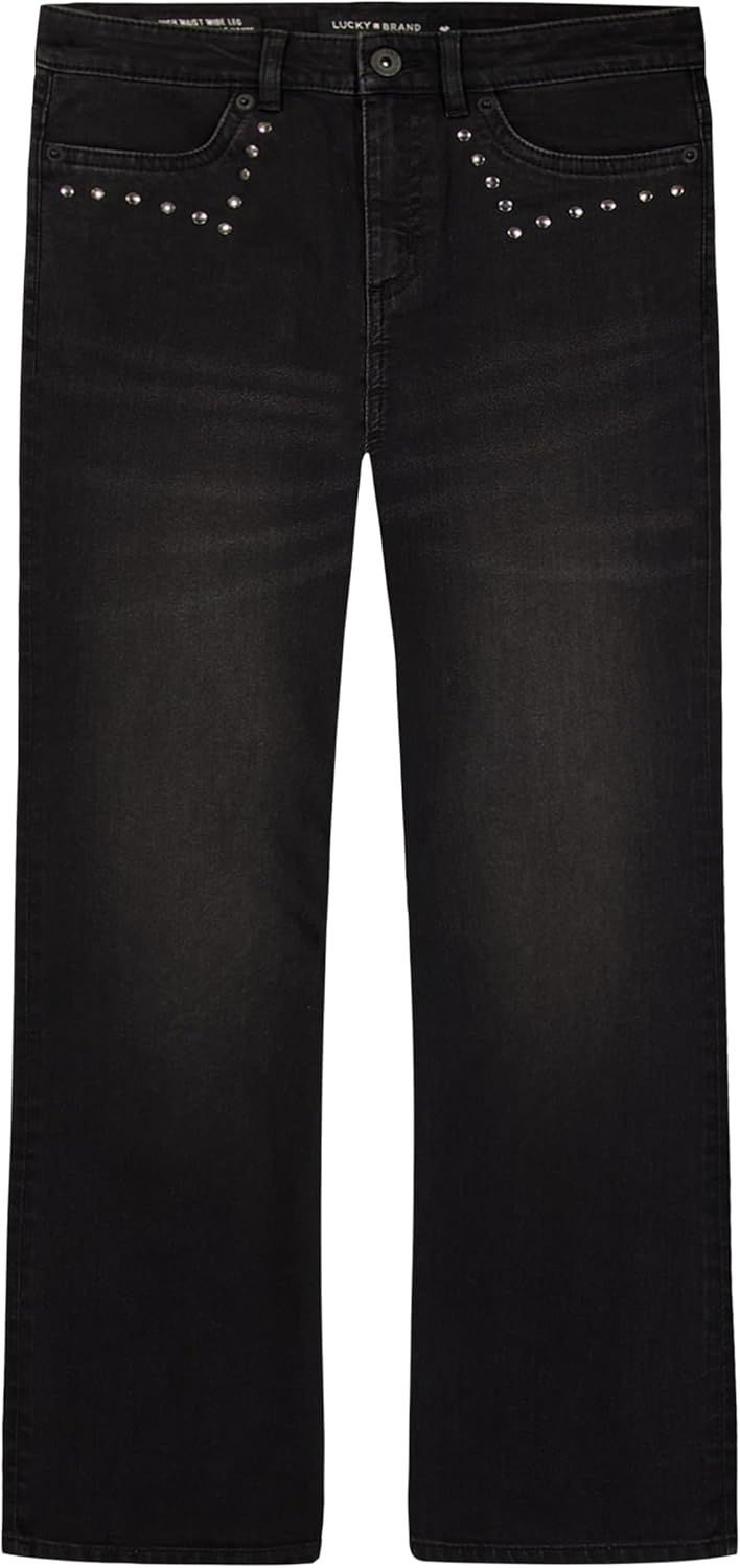 Lucky Brand Girls High Rise Wide Flare Stretch Denim Jean, Zipper Fly & Button Closure