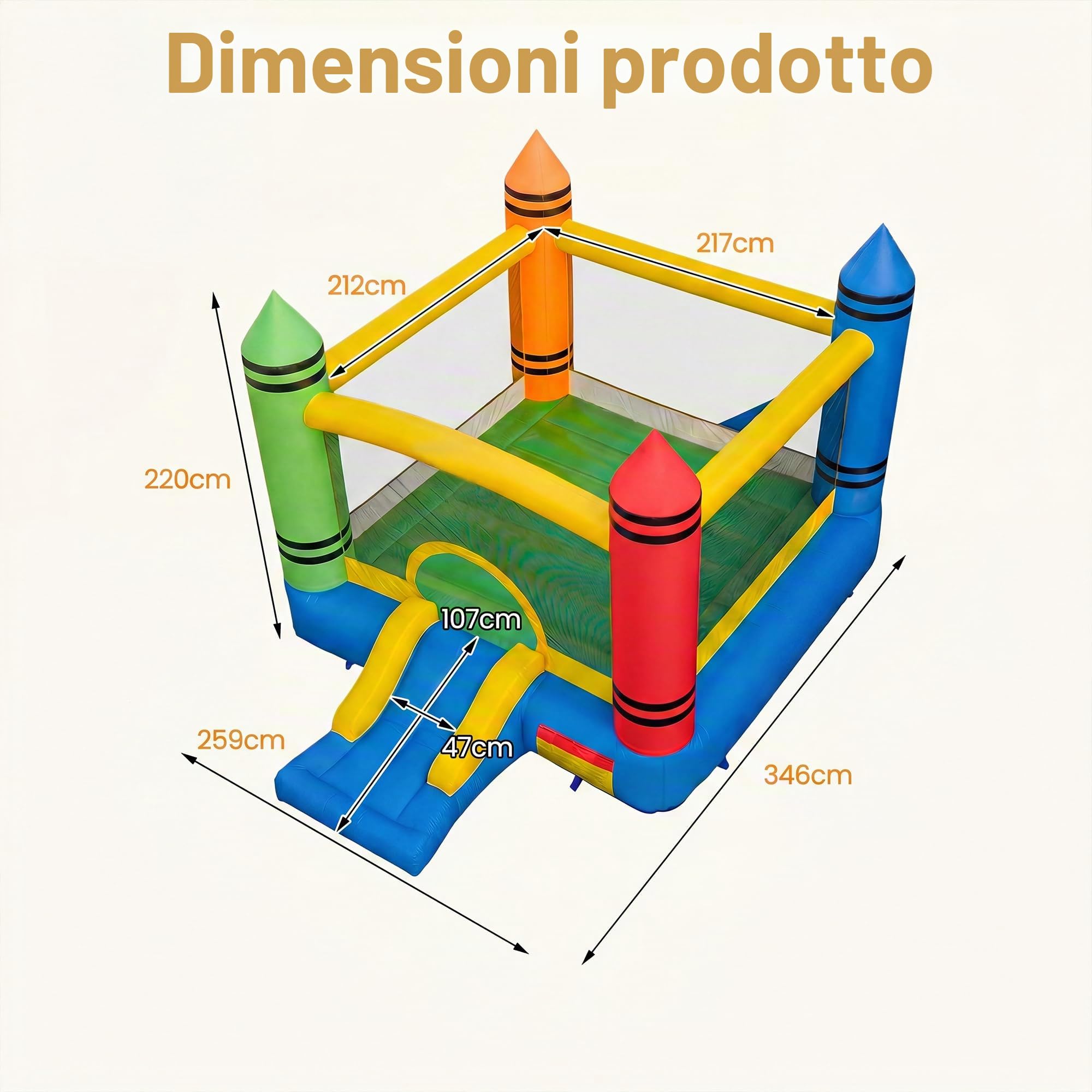GIANTEX Castello Gonfiabile con Scivolo e Ampia Area per Saltare | Trampolino Gonfiabile da Interno ed Esterno con Borsa di Trasporto e Kit di Riparazione per Bambini 3-12 Anni