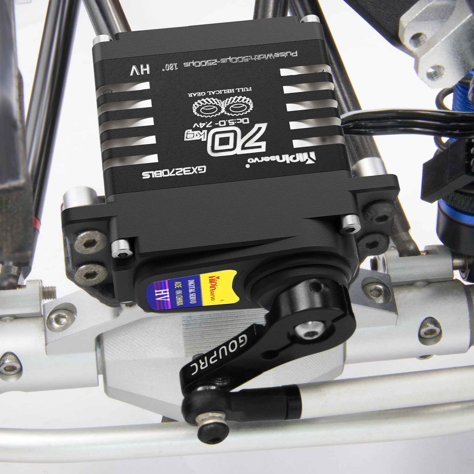 GOUPRC 70kg Brushless Servo for 1/8 1/10 1/12 RC Truck Car Crawler Boat Robot, 8.4V Oblique Gear High Torque Servo