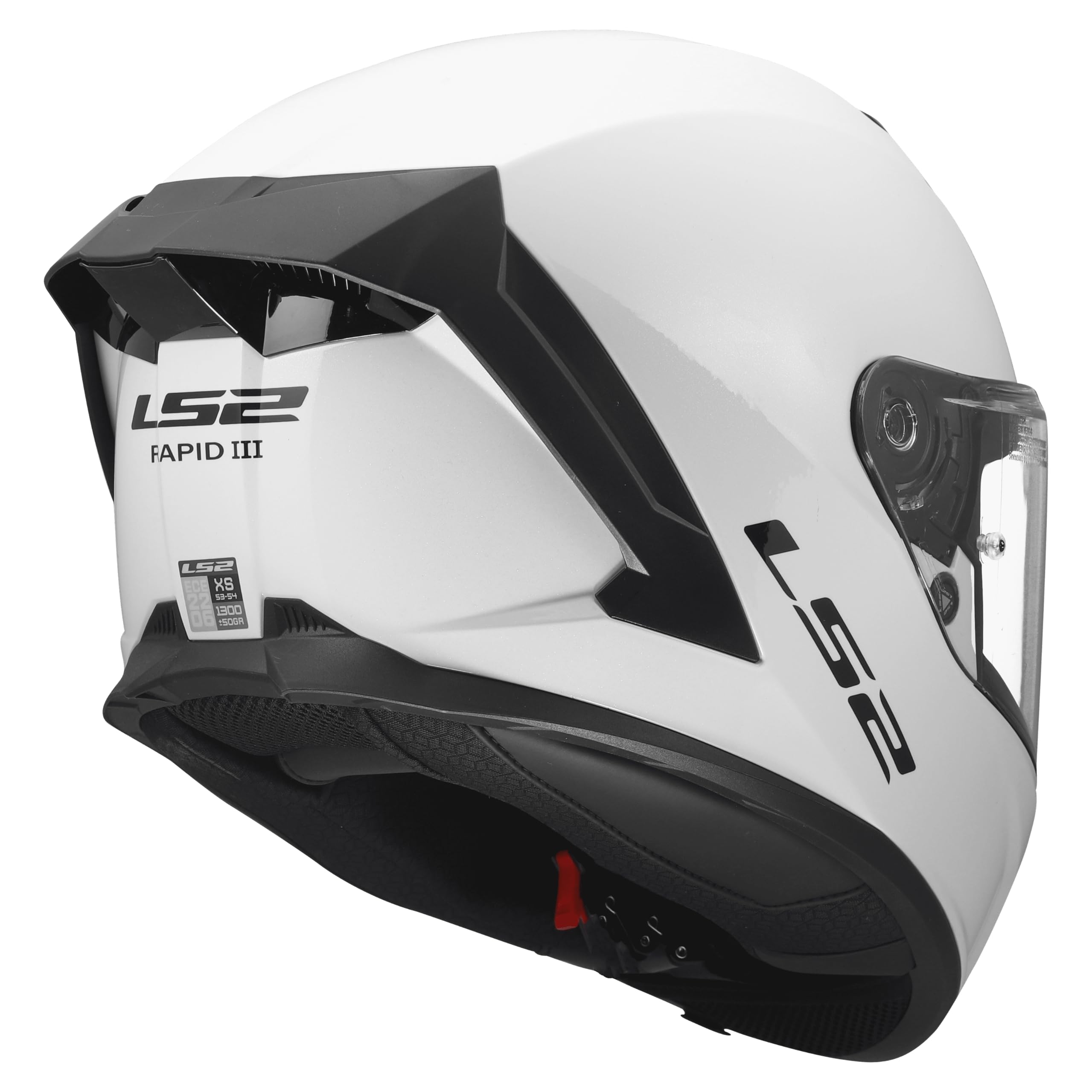 LS2, Casco Moto Integral RAPID III SOLID Gloss White, XXS
