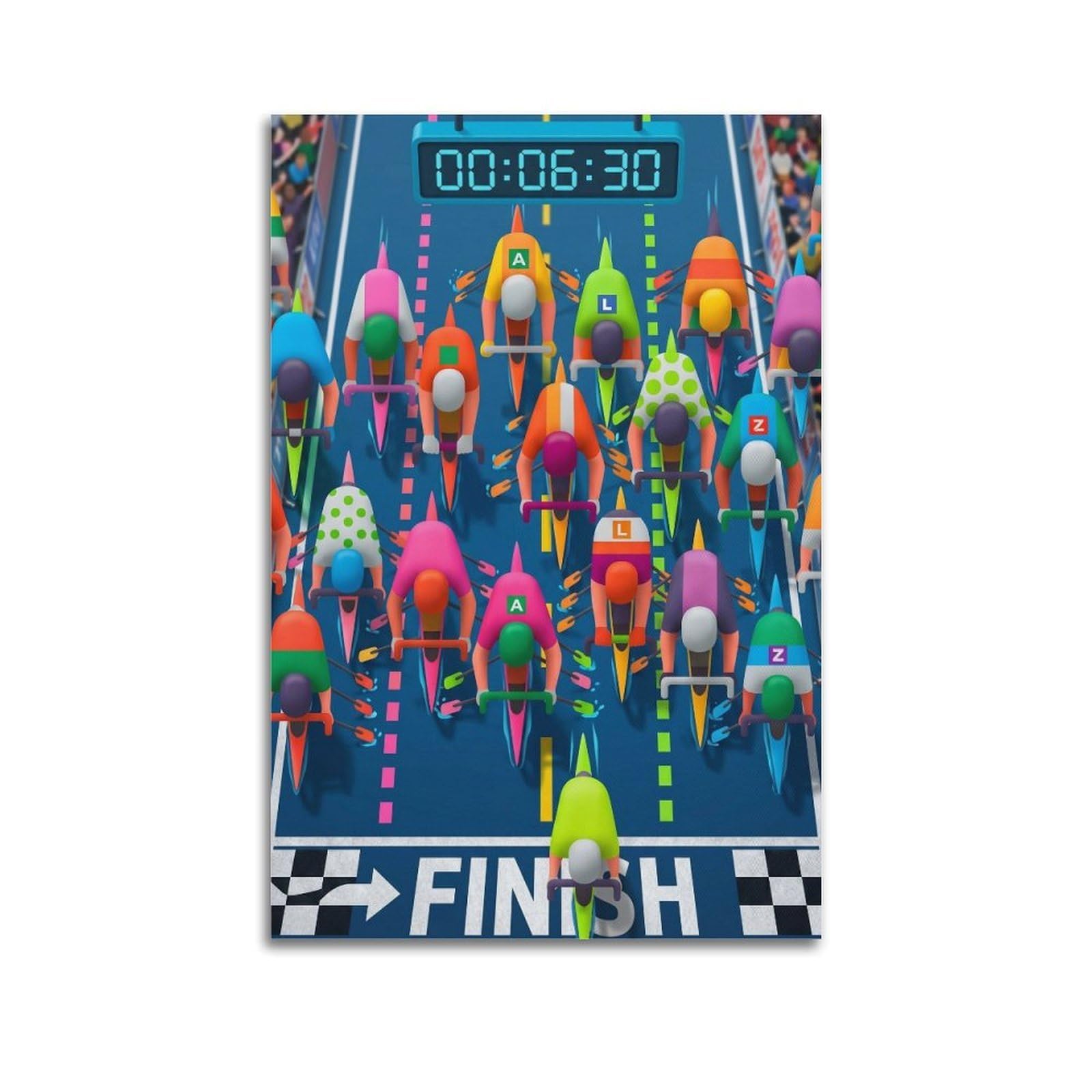 OLYHTR Rowing Race Poster Modern Decorative Canvas Prints - Ideal Wall Art for Family, Man Cave, Game Room, Boys & Girls Bedroom 24x36inch(60x90cm)