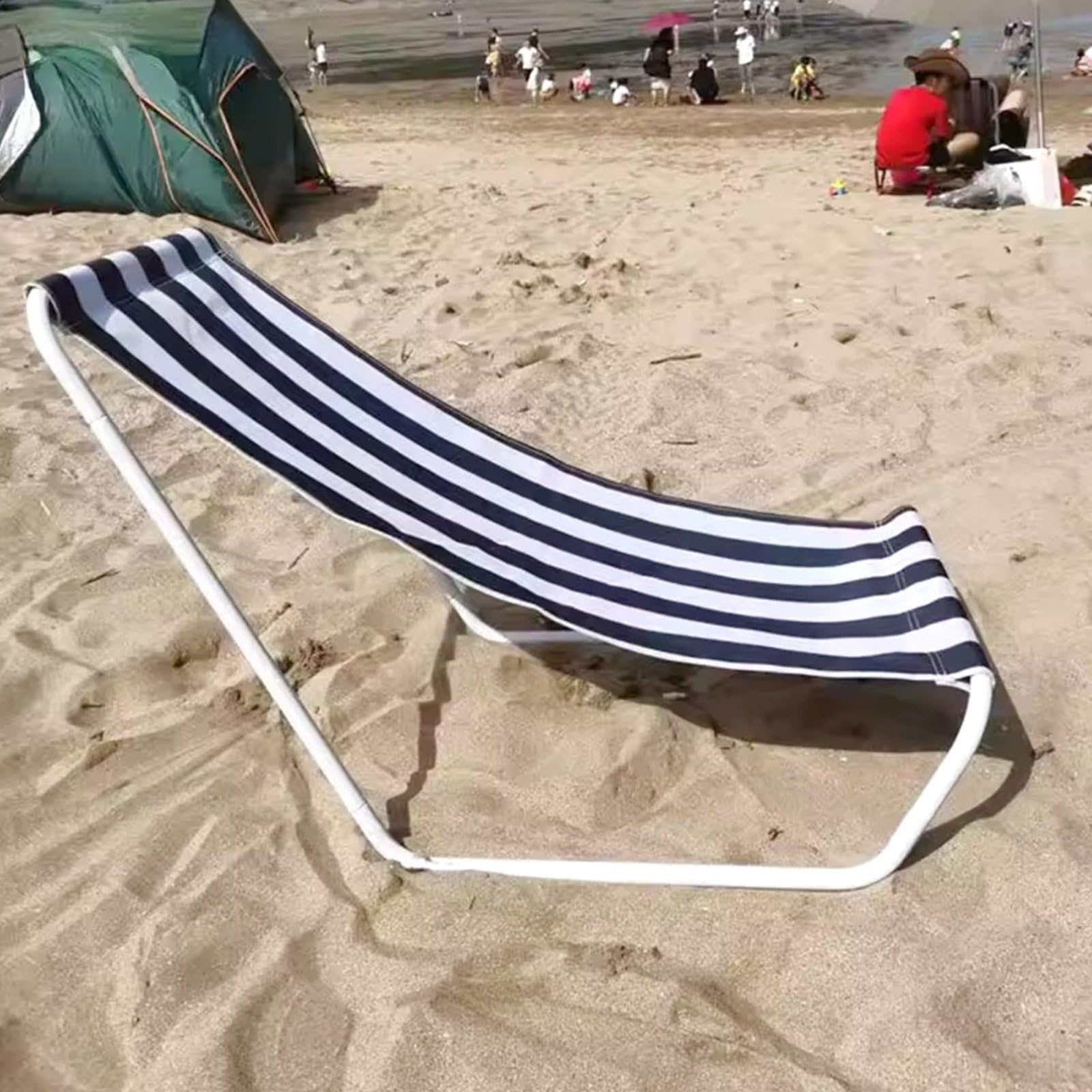 Siège Longue Portable Chaise Pliante Transat Dossier Ergonomique Fauteuil de Plage Tissu Oxford 600D Confort Morphologique Cadre Léger et Pliage, Bleu+Blanc Graffiti