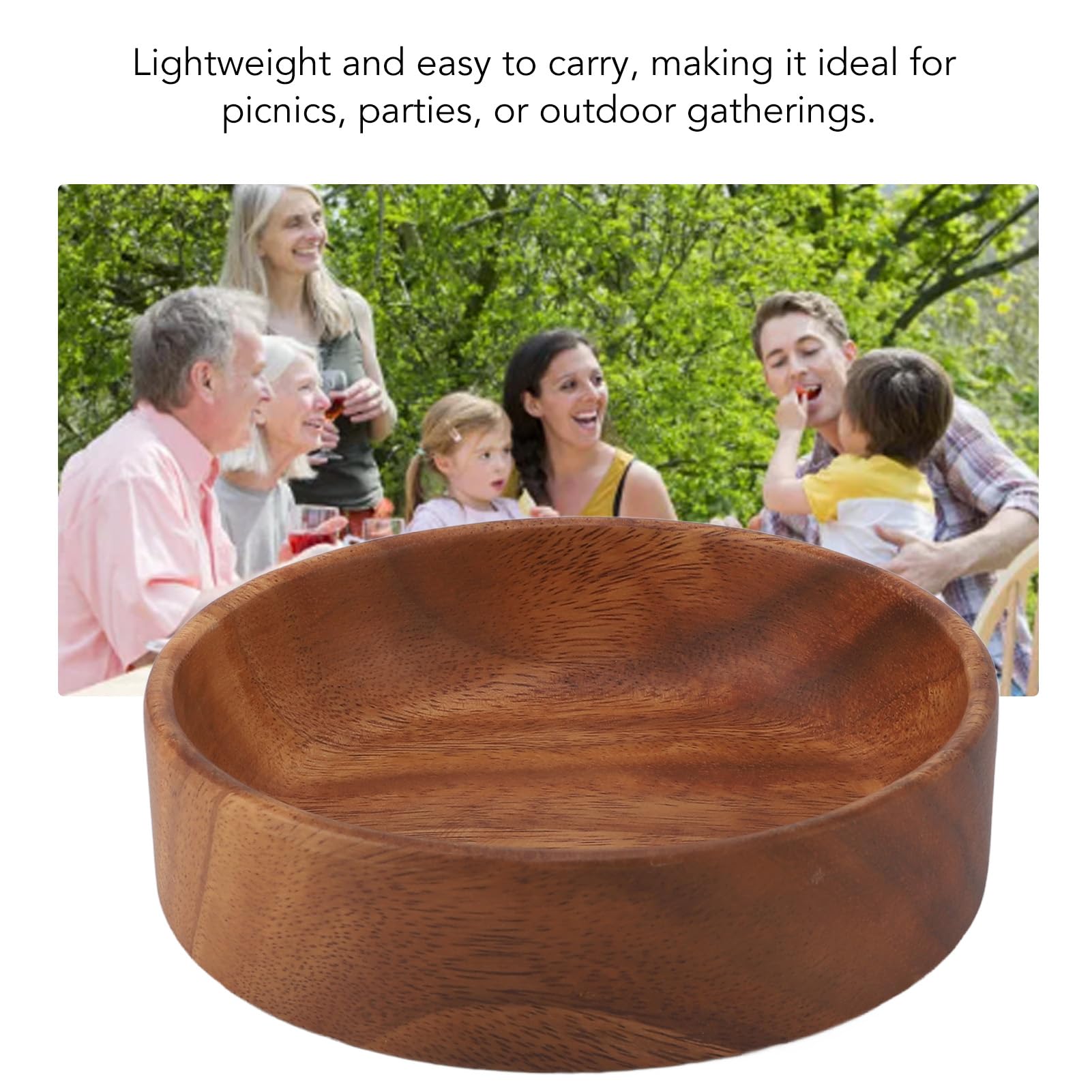 Ensaladera de madera extra grande – Versátil cuenco redondo para servir frutas y aperitivos para encimera de cocina, ideal para ensaladas, postres y exhibición de frutas, perfecto para entretenimiento