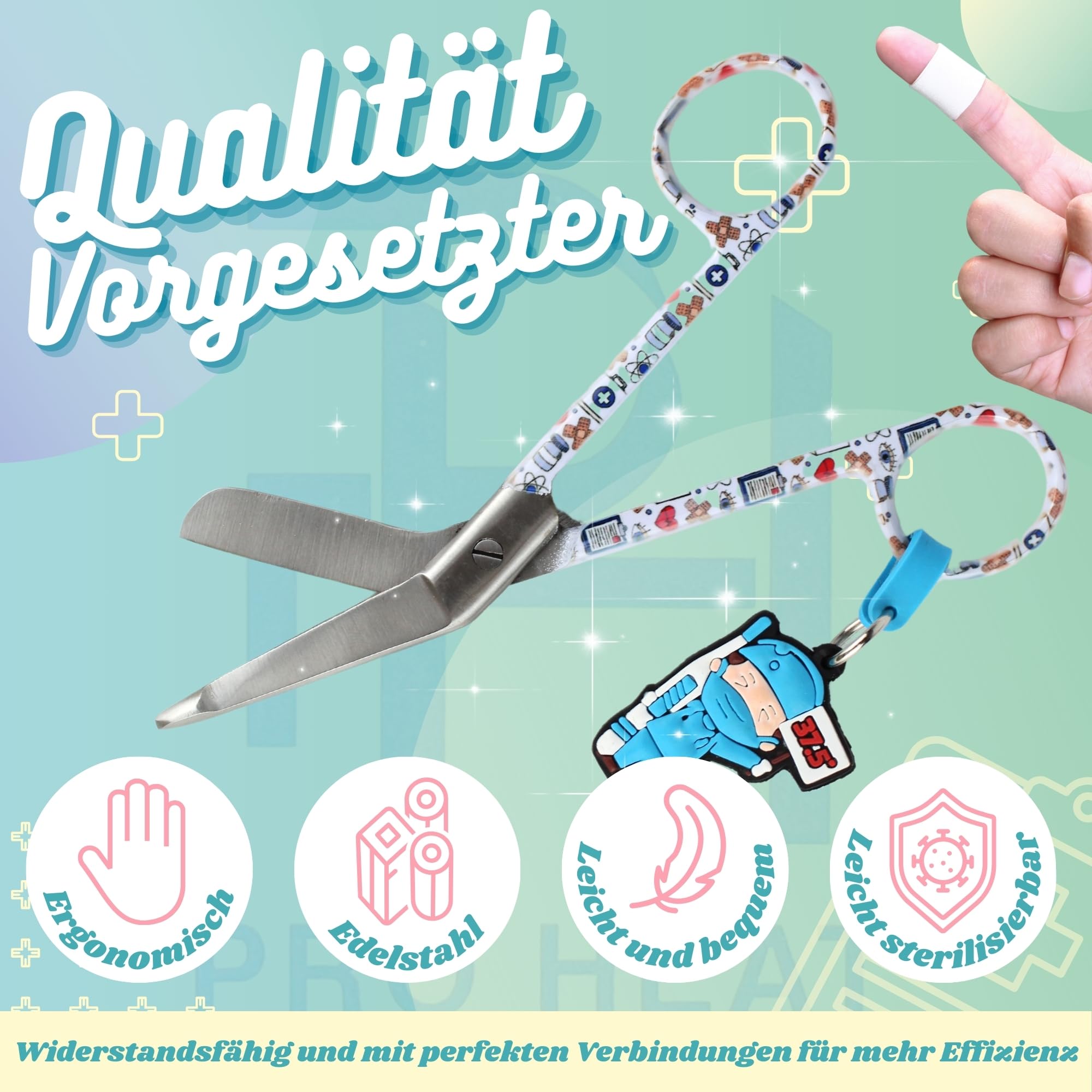Ph Pro Heat Verbandschere Pflege für krankenschwester- Medizinische Schere aus Edelstahl - Erste Hilfe Schere mit Gravur – Verbandsschere Stumpfe Spitze.