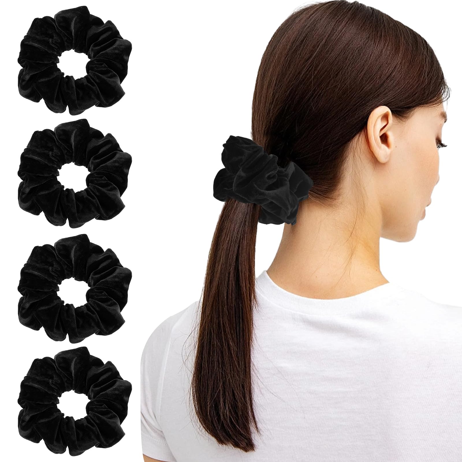4 Pack Large Velvet Scrunchies for Women 6 Inch Classic  display picture 1