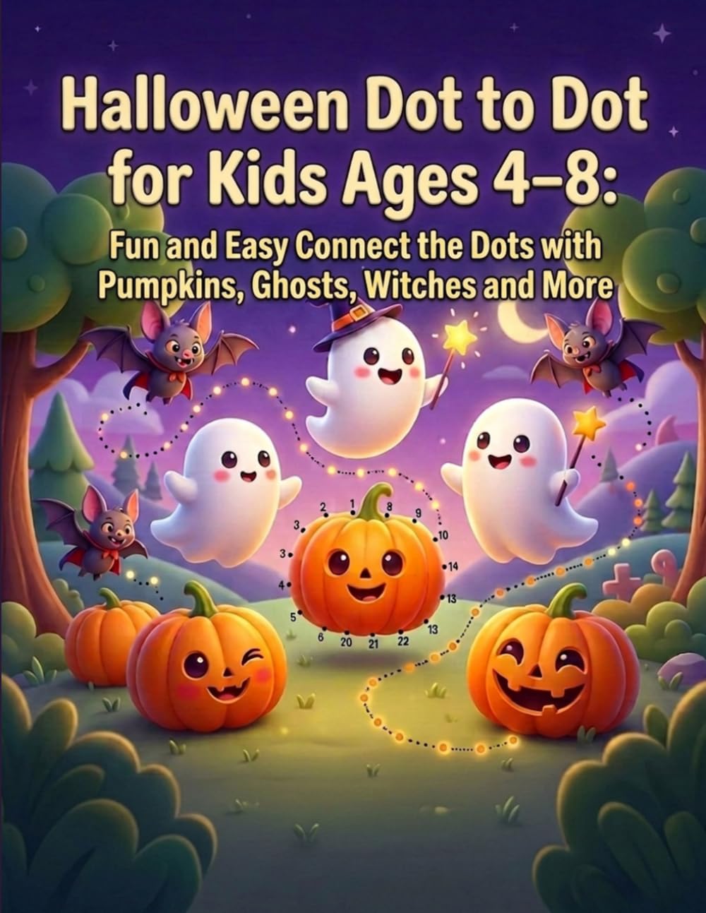 Halloween Dot to Dot for Kids Ages 4–8: Fun and Easy Connect the Dots with Pumpkins, Ghosts, Witches and More