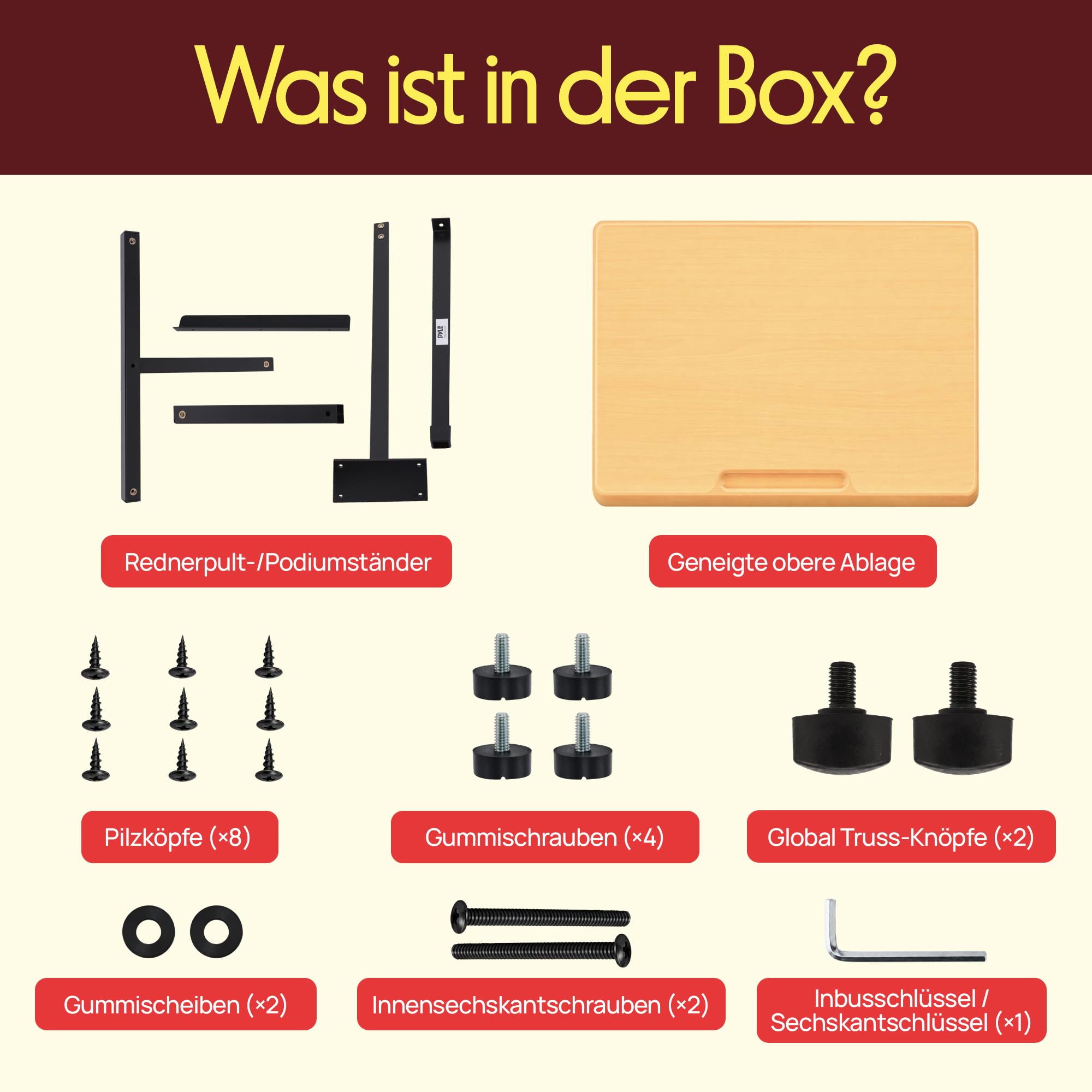 Pyle Stehpult Höhenverstellbar – Mobiler Laptopständer & Stehtisch für Büro, Bühne, Präsentationen und Trauungen – Ergonomisch, Universal & Leicht, Schwarz (Top), Grau (Base)