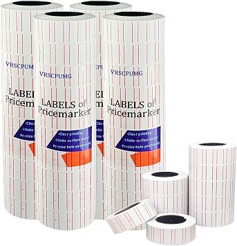 40 Rolls of Price Labels - 20,000 Blank Tags, 1-Line 8-Bit Pricing Labels for Retail. Compatible with MX5500, NEW5500, CN-979 and More 1-Line Pricing Gun Machines. Color White