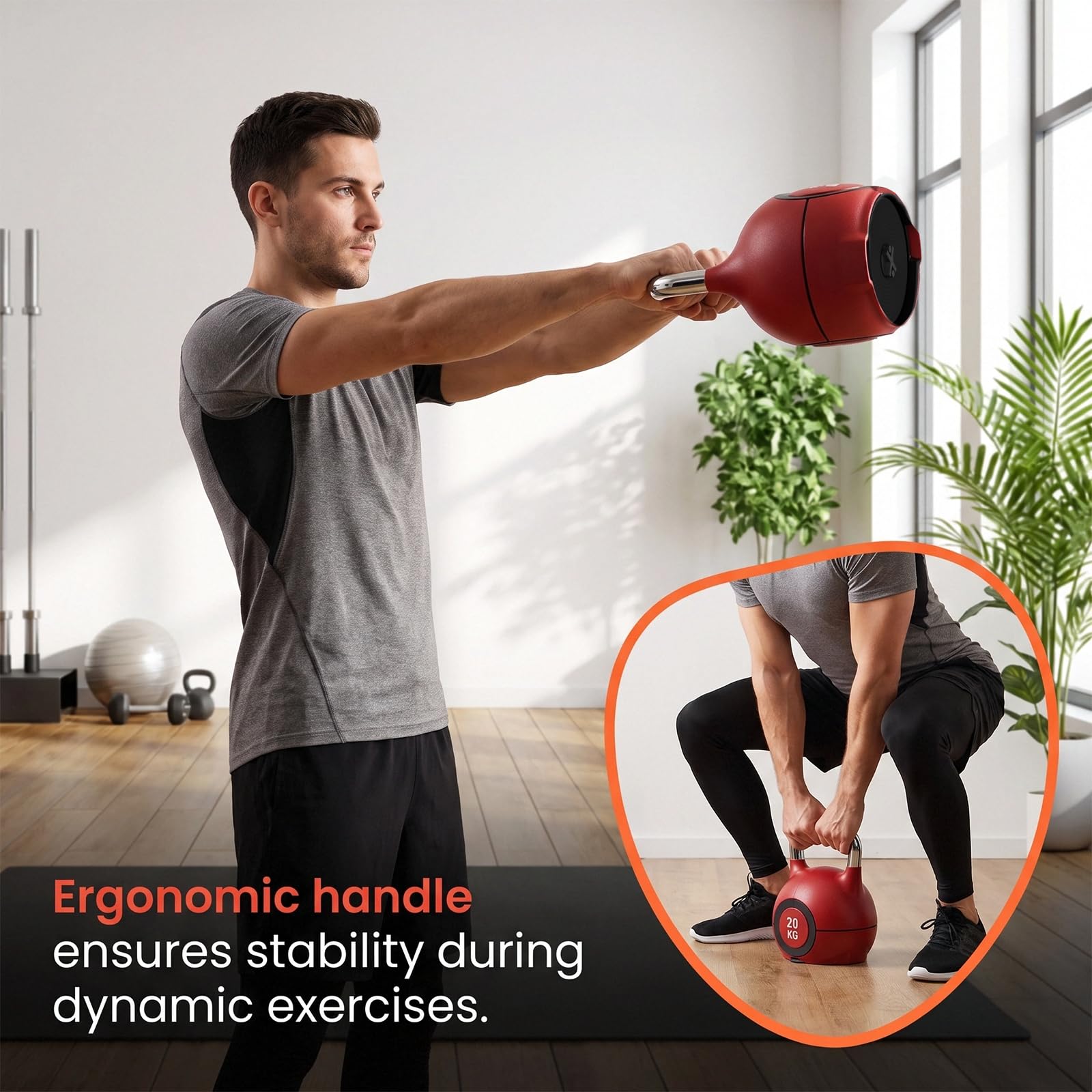 LIFERUN Kettlebell zestaw hantli 7 w 1 | Hantle kulowe do domu na siłownię, zestaw 6 hantli obciążeniowych, sprzęt fitness do domu