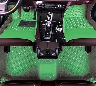 Custom Luxury Car Floor Mats Suitable for All Sedans, Sports Cars,SUV, Business Vehicles, Trucks, Waterproof and Anti Slip Fully Covered Leather Floor Mats (Green)