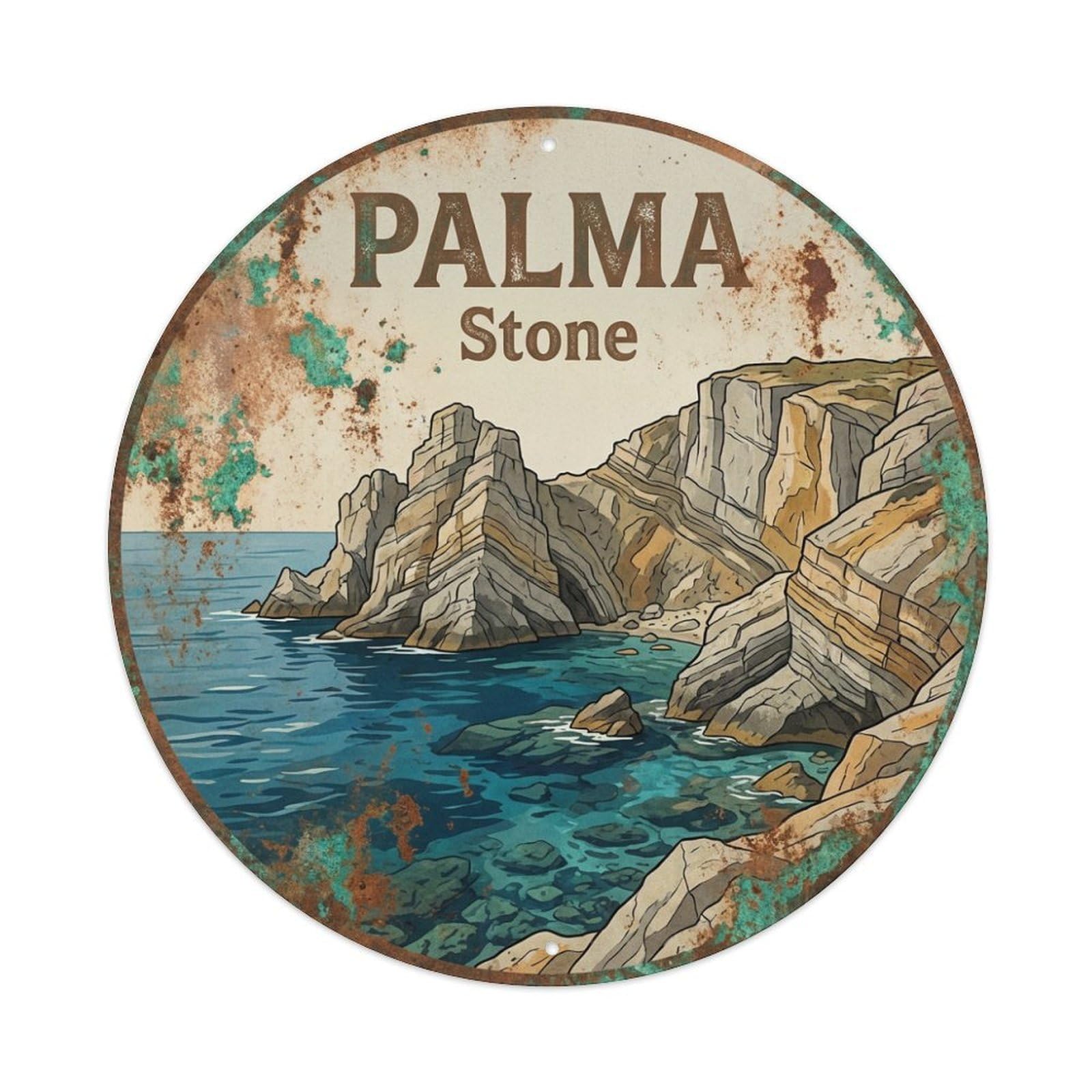 Tgrcjimh Style Metal Tin Sign Vintage Travel Palma Spain Rock
