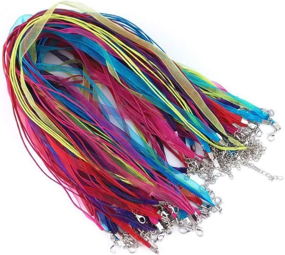 Bezall 100Pcs Ribbon Necklace Cord for Pendants, Mixed
