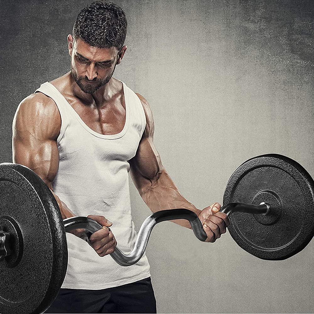 Body Revolution Bilanciere EZ Super Curl Olimpico 120 Cm – Cromato Con Collari A Molla – Capacità 120 Kg