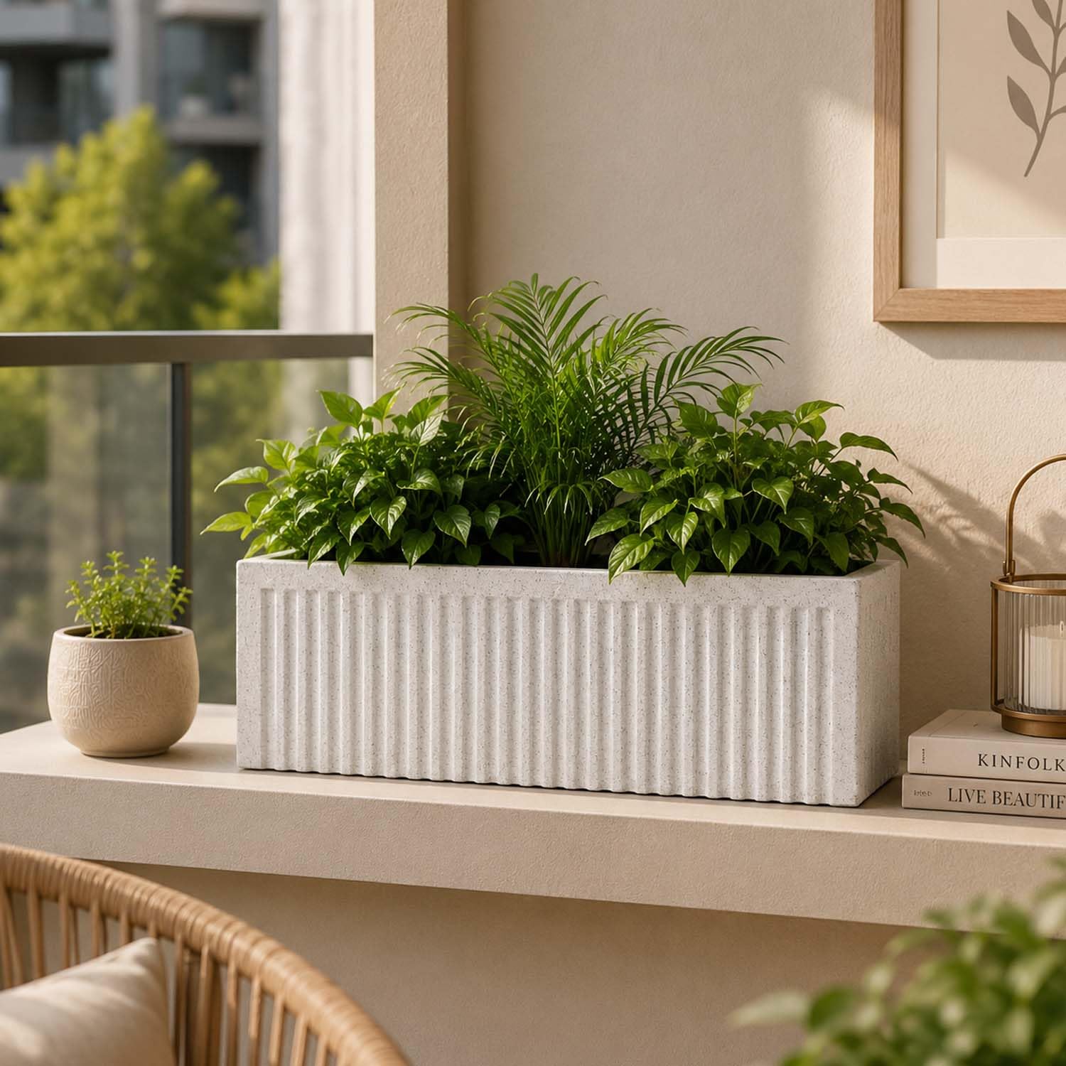 Go Hooked Rectangular Planter - Modern Stone Design -8