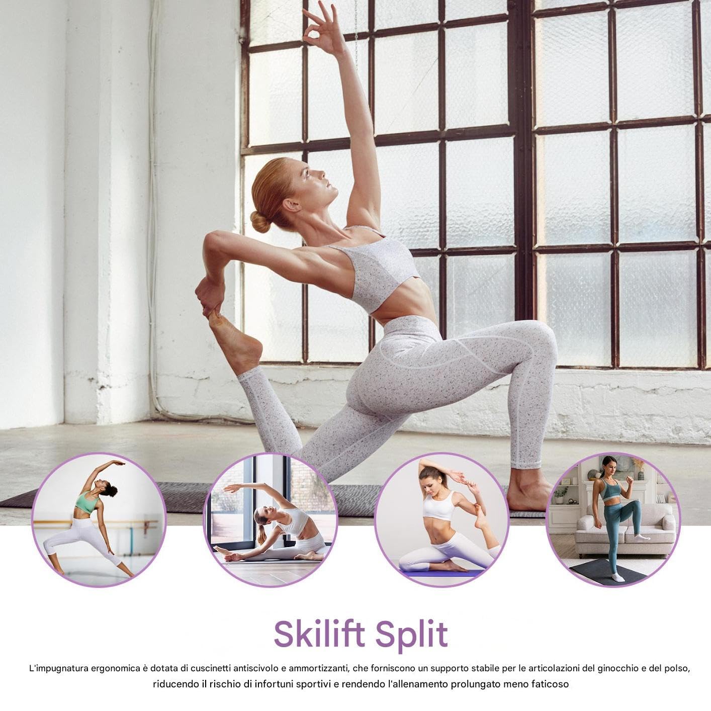 Allenatore da pavimento - Macchina da sci in PP con più funzioni - 124 cm Allenatore di versatile e versatile | Skimachine Fitness Trainer portatile per Yoga Pilates, casa, appartamento, studio