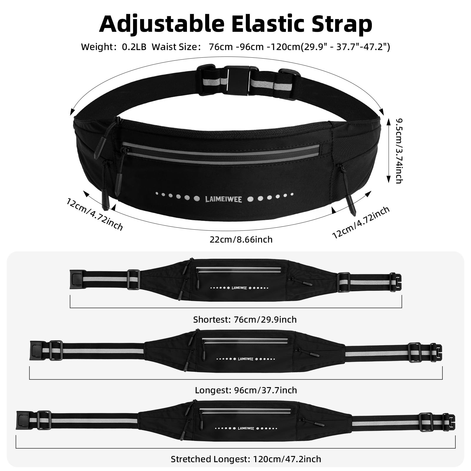 Laufgürtel Leicht & Wasserabweisend, Bauchtasche mit 4 Fächern & Reflektorstreifen – Sportgürtel für Handy, Schlüssel – Ideal für Marathon, Joggen, Wandern, Pendeln (für Damen & Herren)